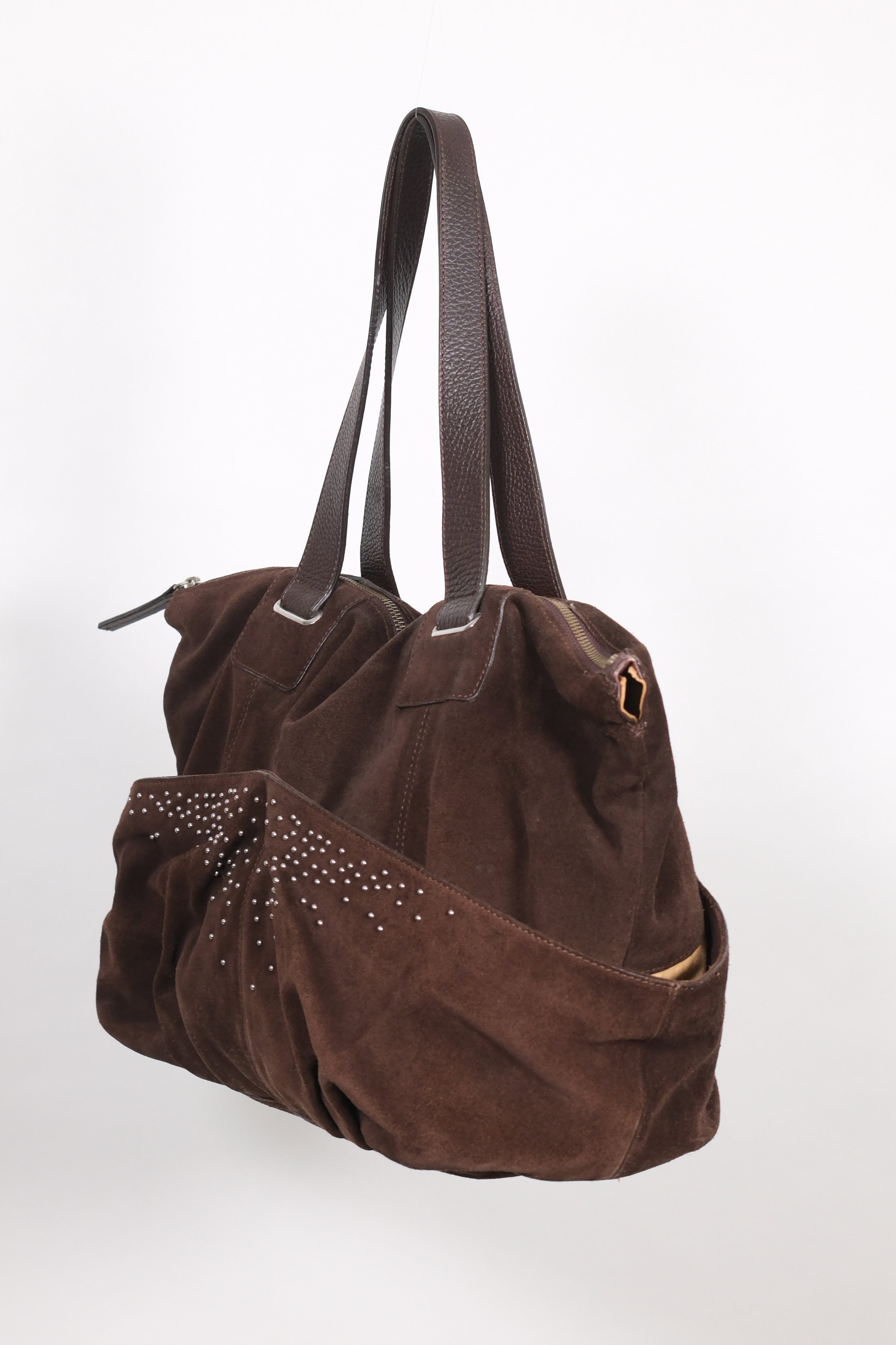 Sportmax Brown Suede Leather Shoulder Bag