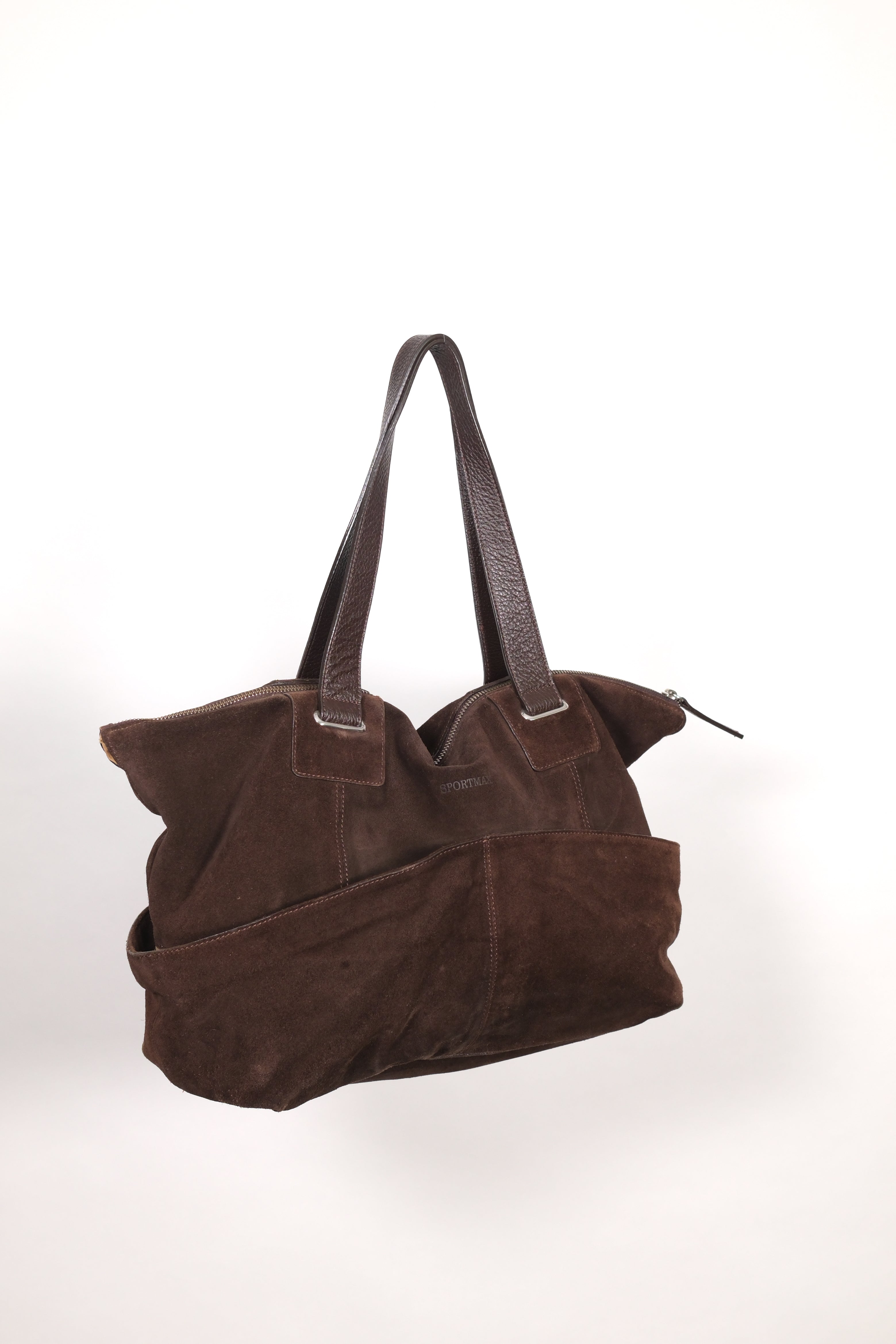 Sportmax Brown Suede Leather Shoulder Bag