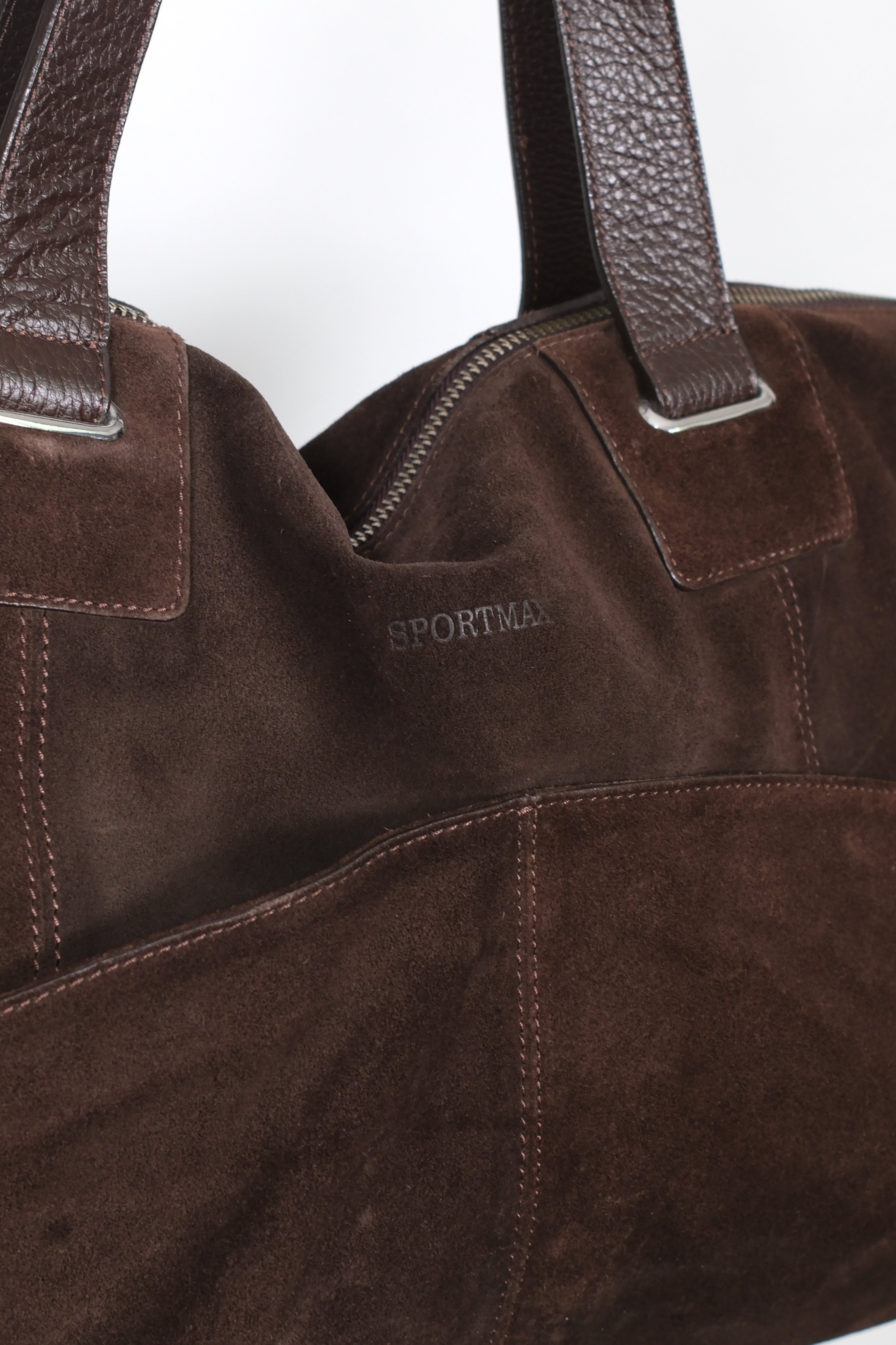 Sportmax Brown Suede Leather Shoulder Bag