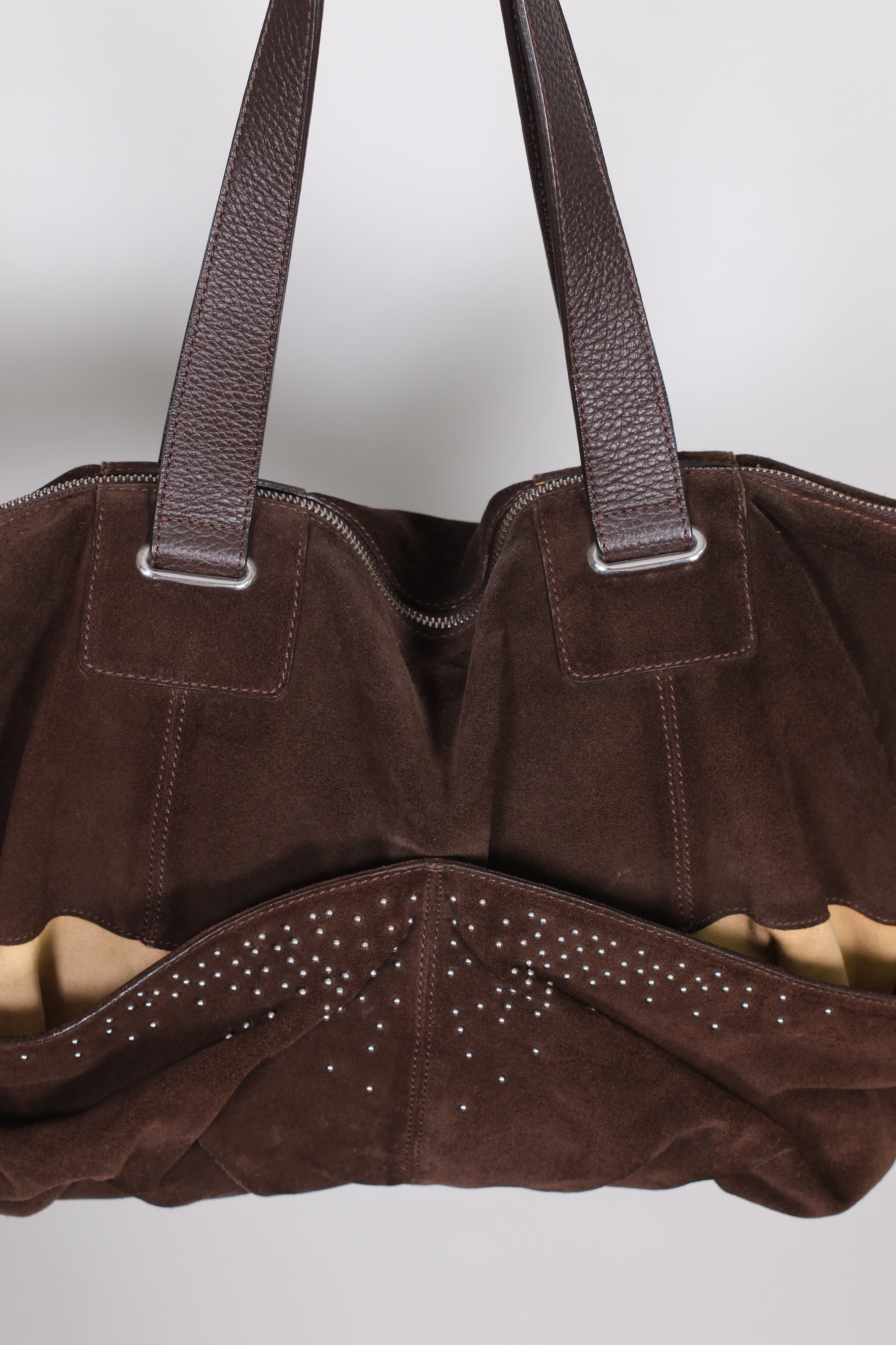 Sportmax Brown Suede Leather Shoulder Bag