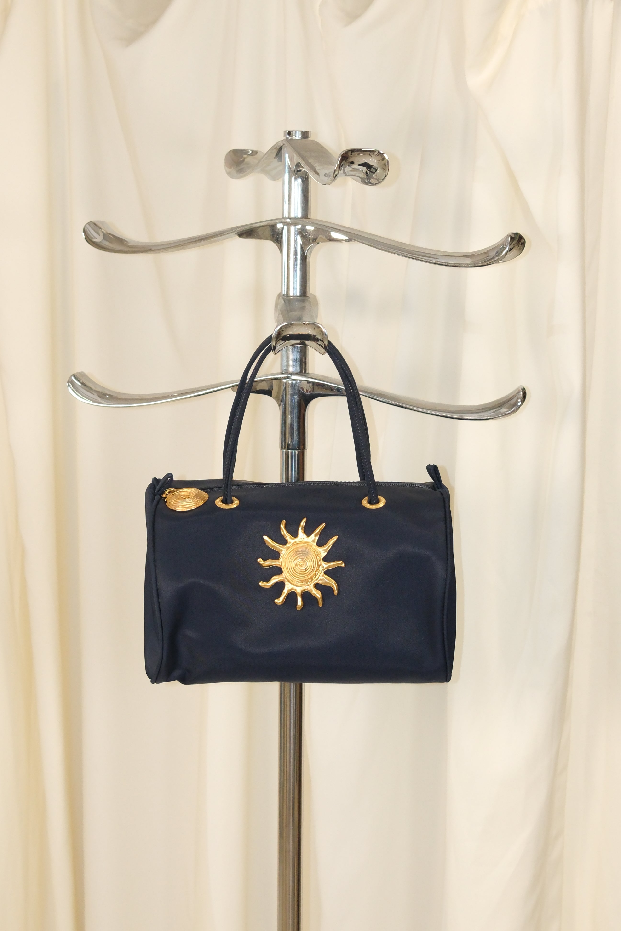 Coccinelle dark navy nylon Bag with Gold Metal Detailing