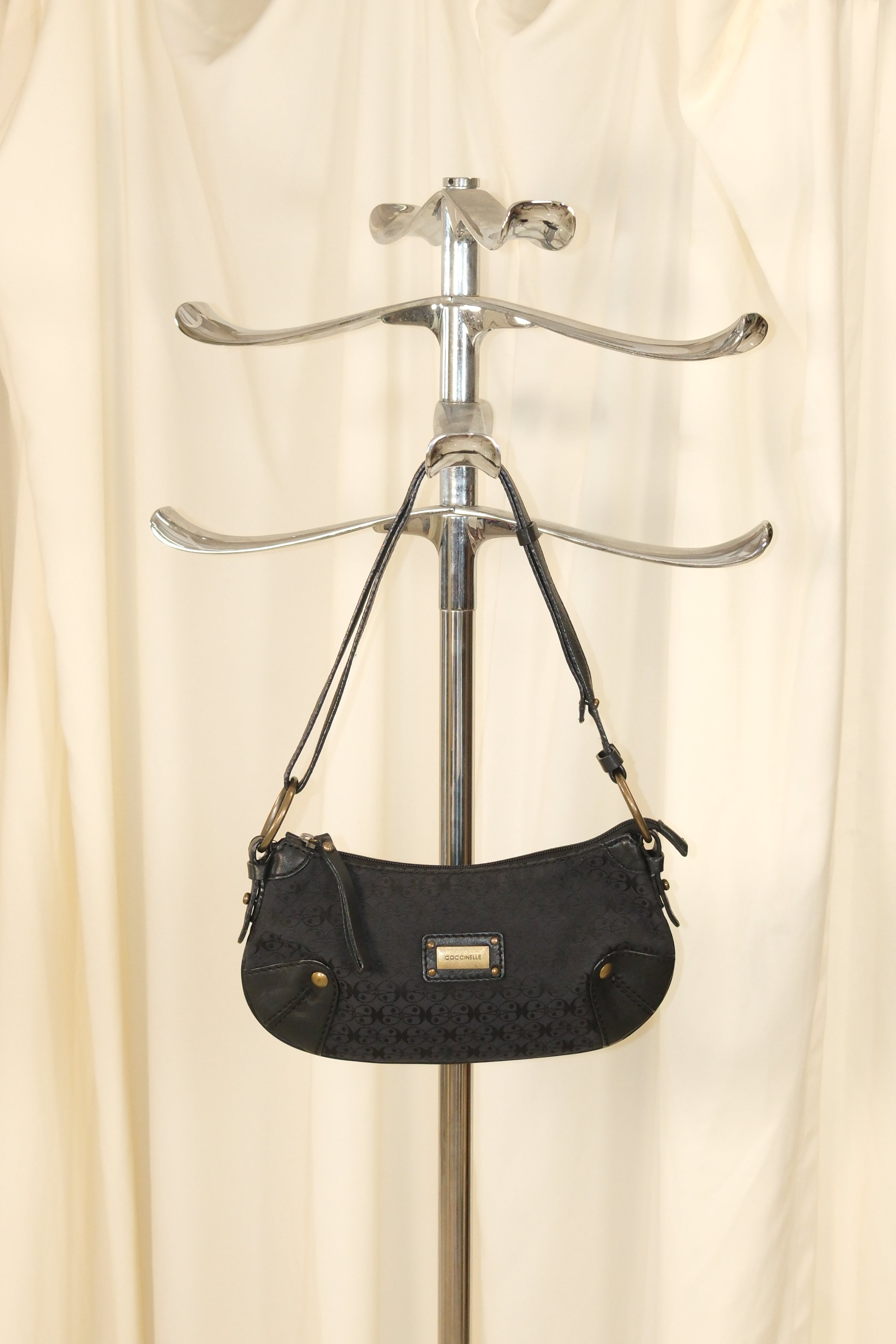 Coccinelle Small Leather & Canvas Bag with Monogram
