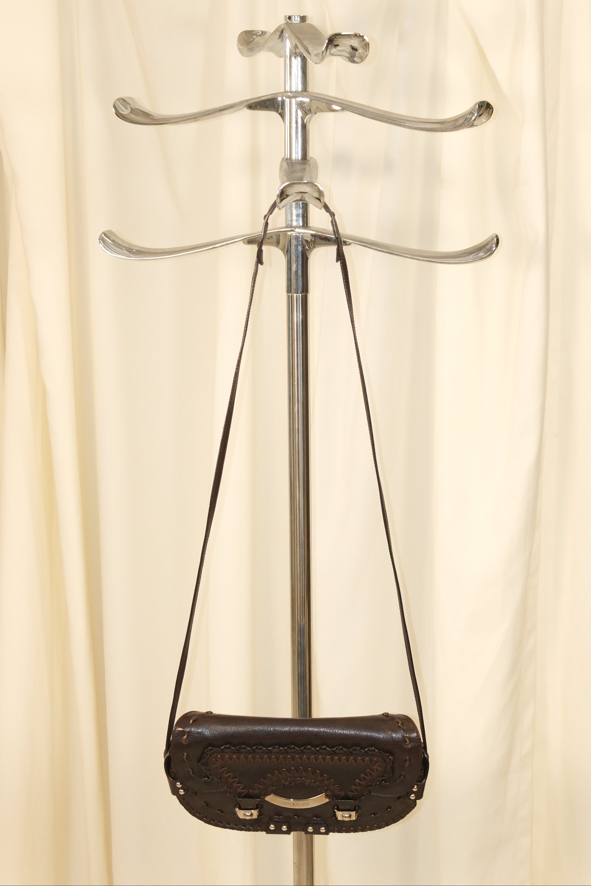 Sergio Rossi Boho Crossbody Bag in Dark Brown