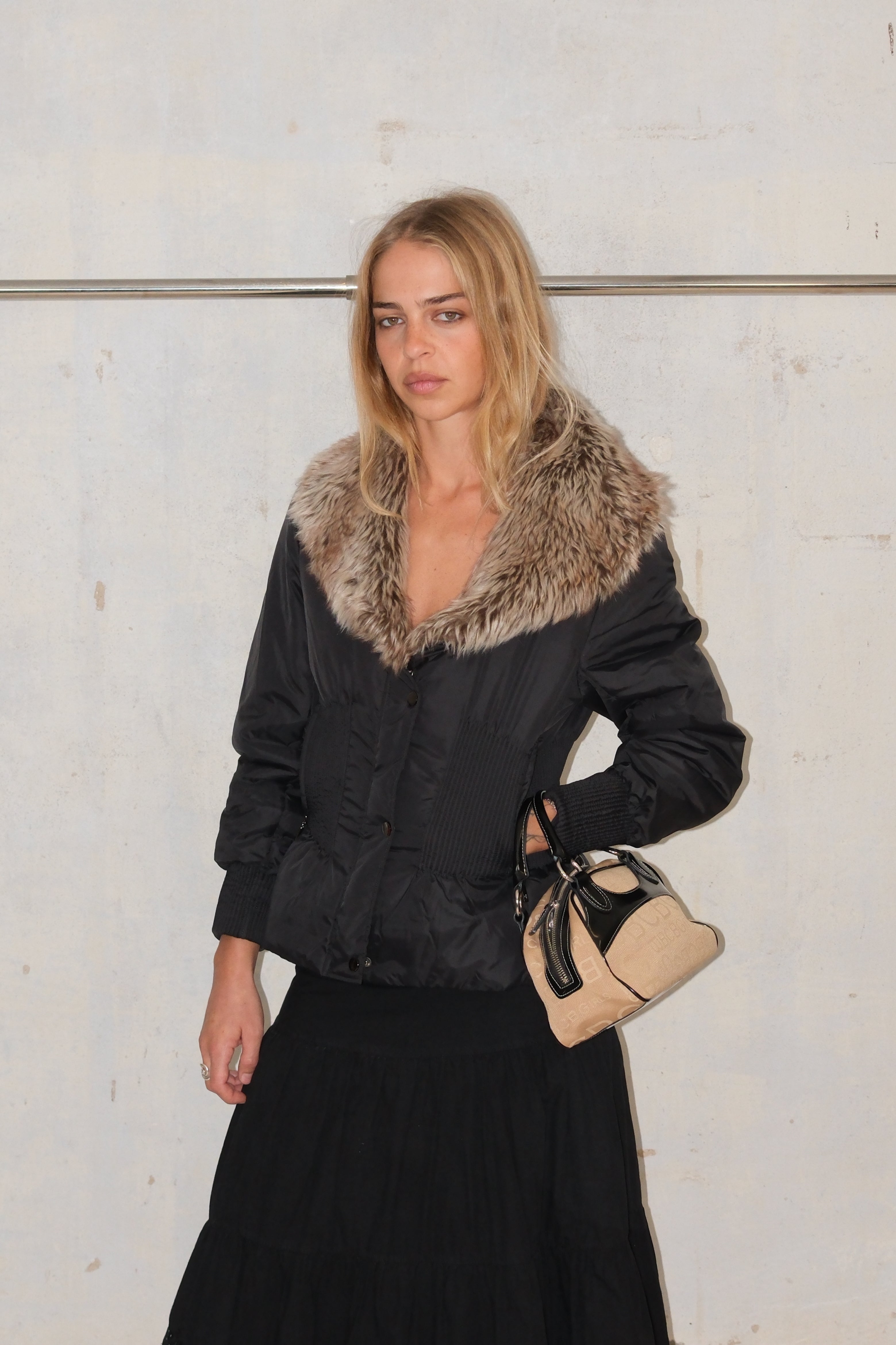 PUFFER COAT WITH FAUX FUR COLLAR