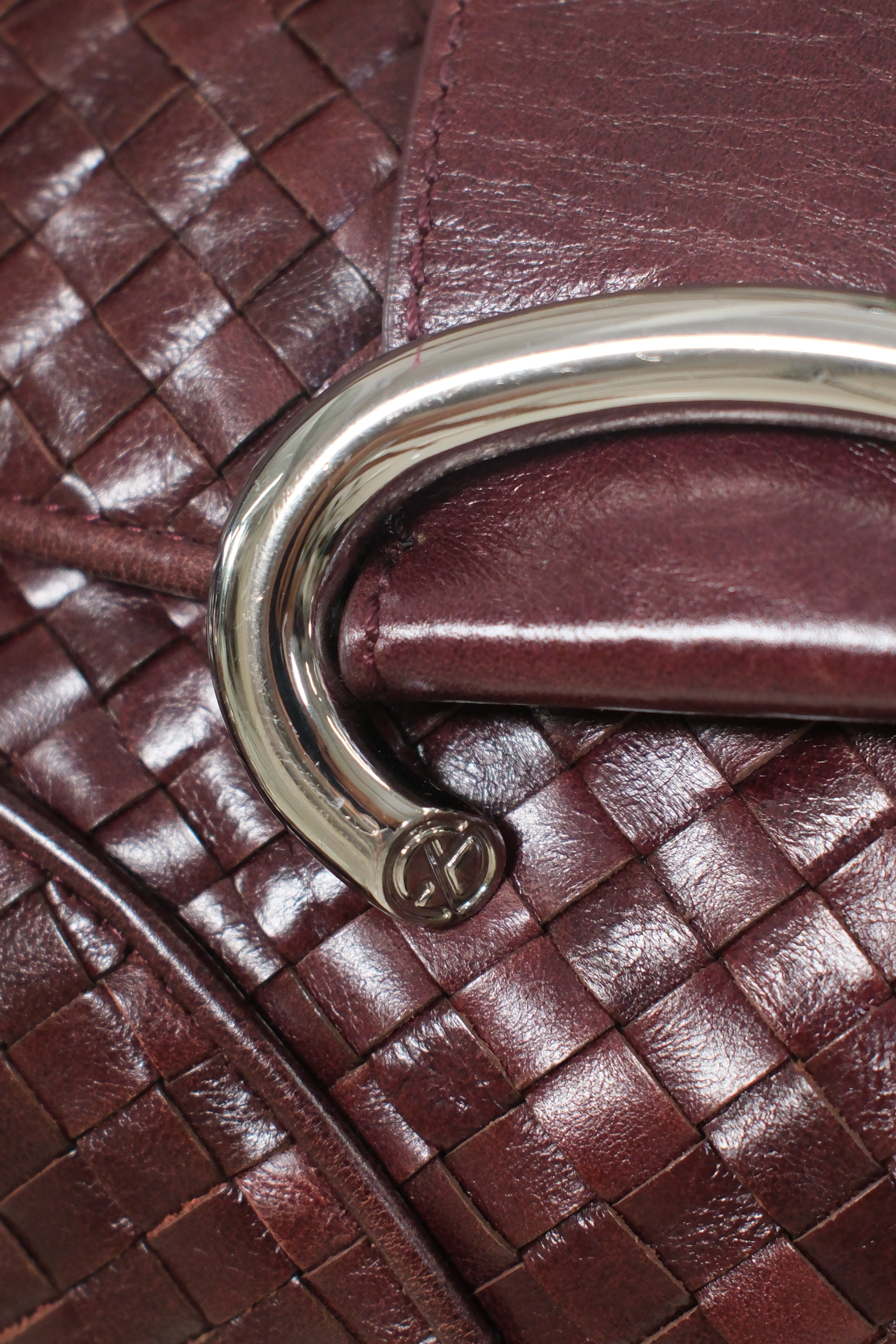 Francesco Biasia Woven Leather Dark Burgundy Bag