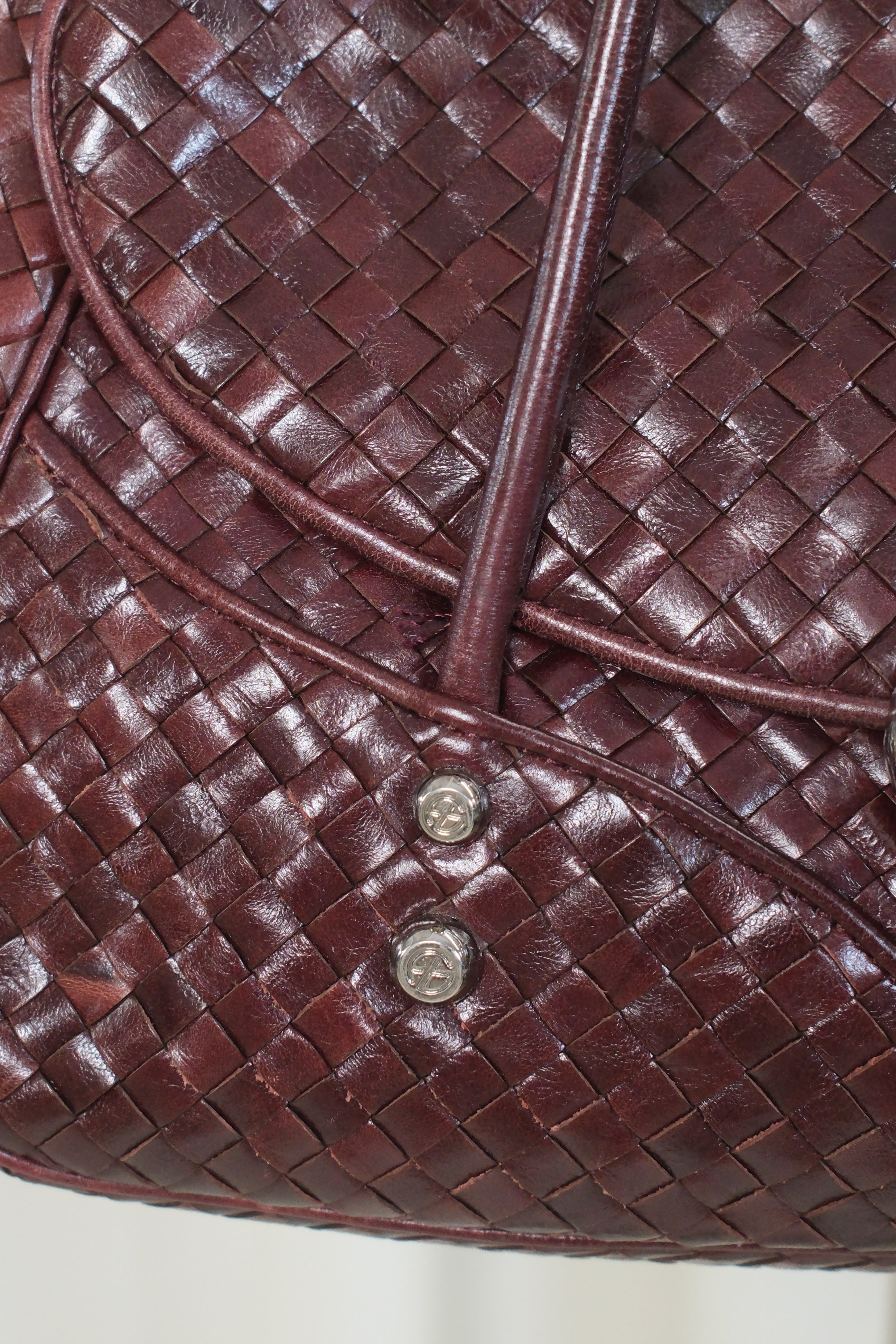 Francesco Biasia Woven Leather Dark Burgundy Bag