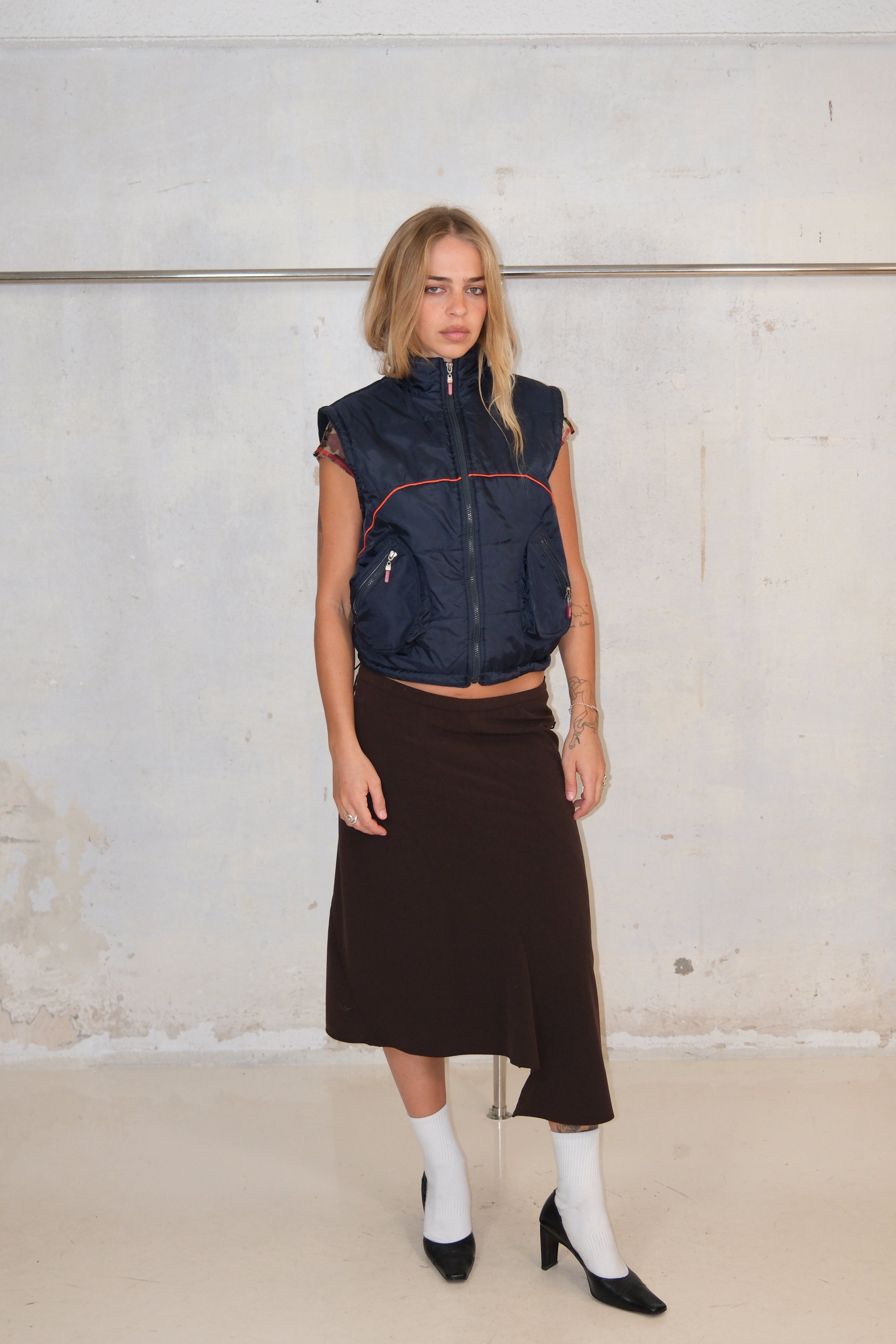 NAVY PUFFER SPORTY VEST