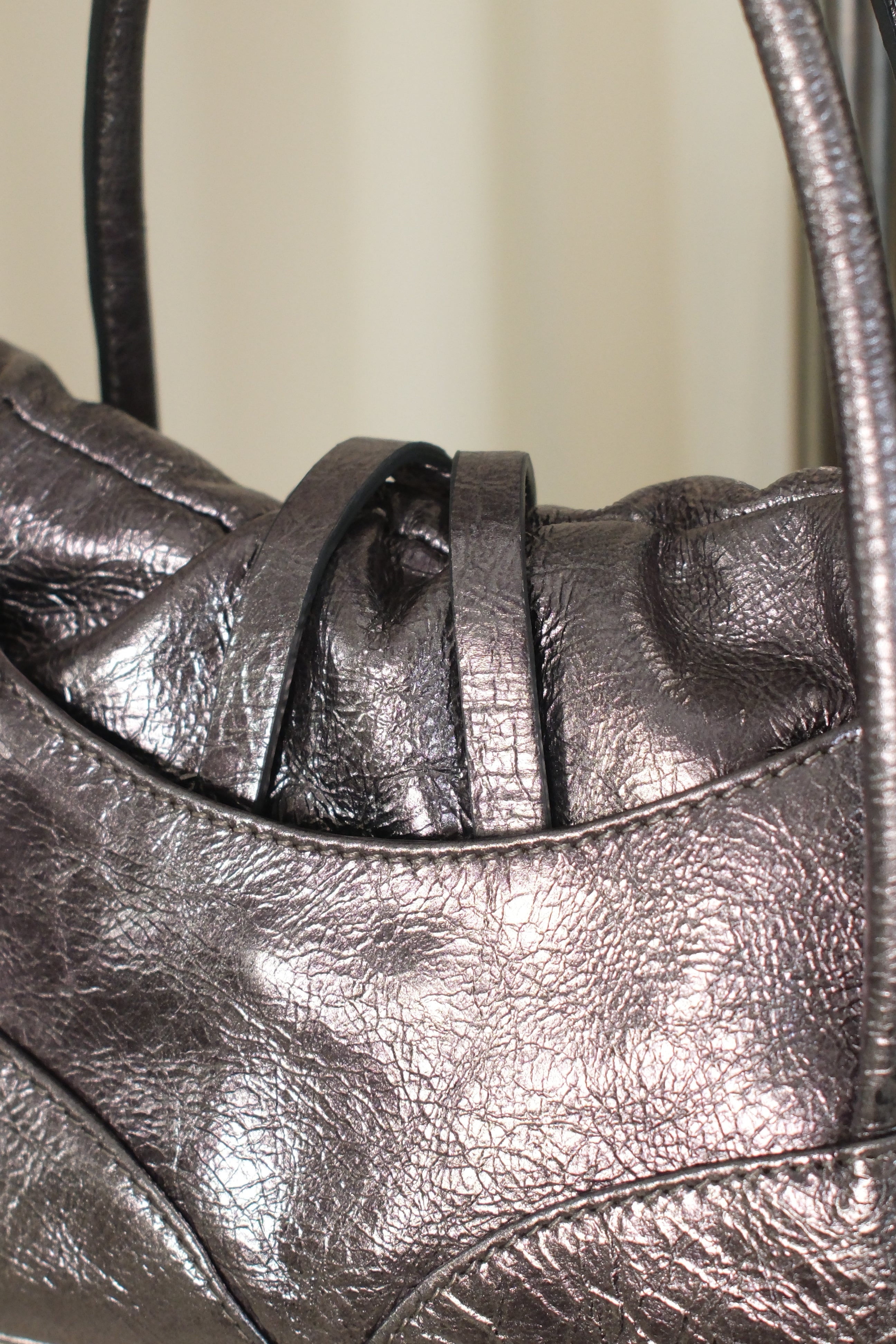 Francesco Biasia Mini Silver Bag with Fringe and Studs