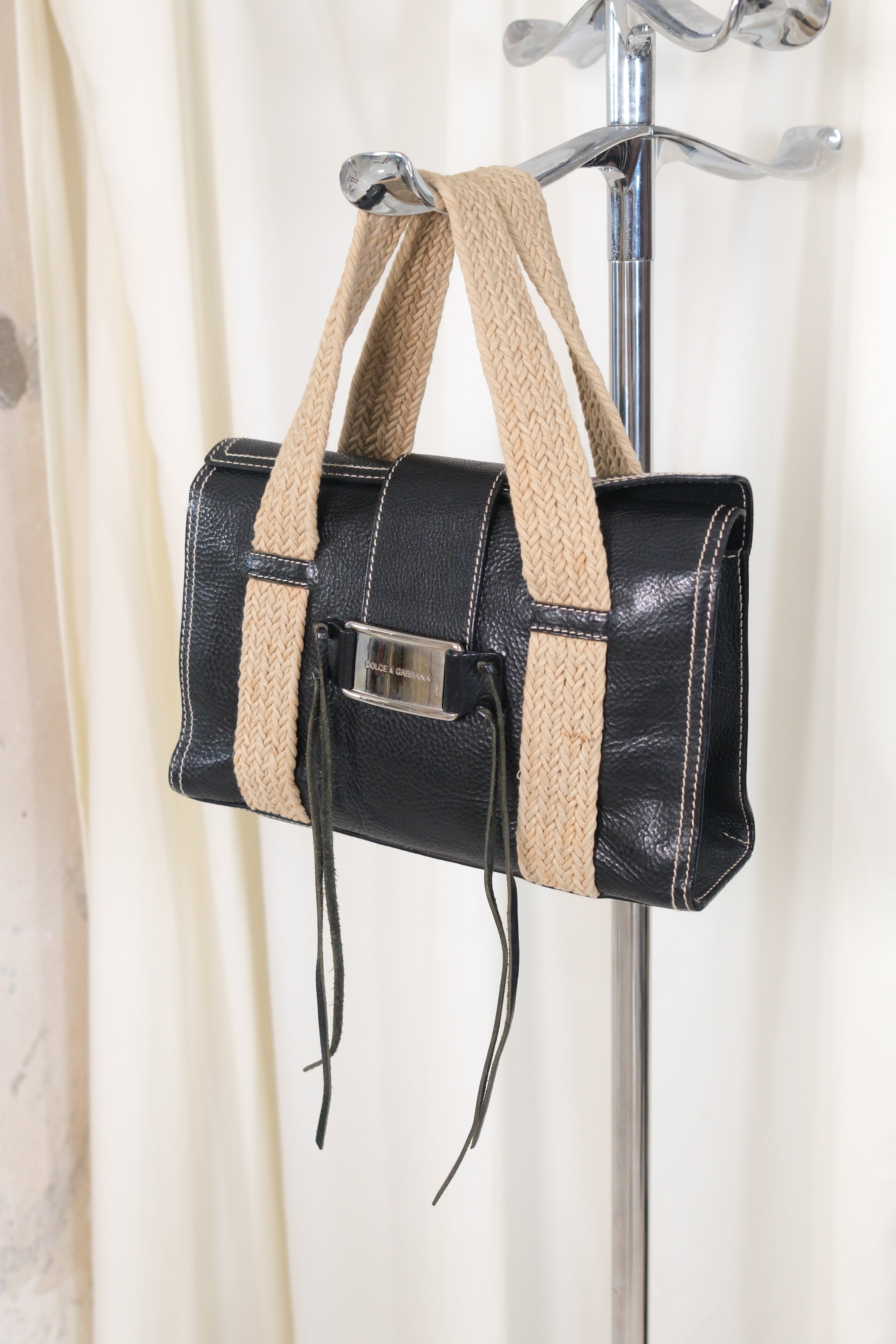 Dolce & Gabbana Leather Bag with Braided Handles