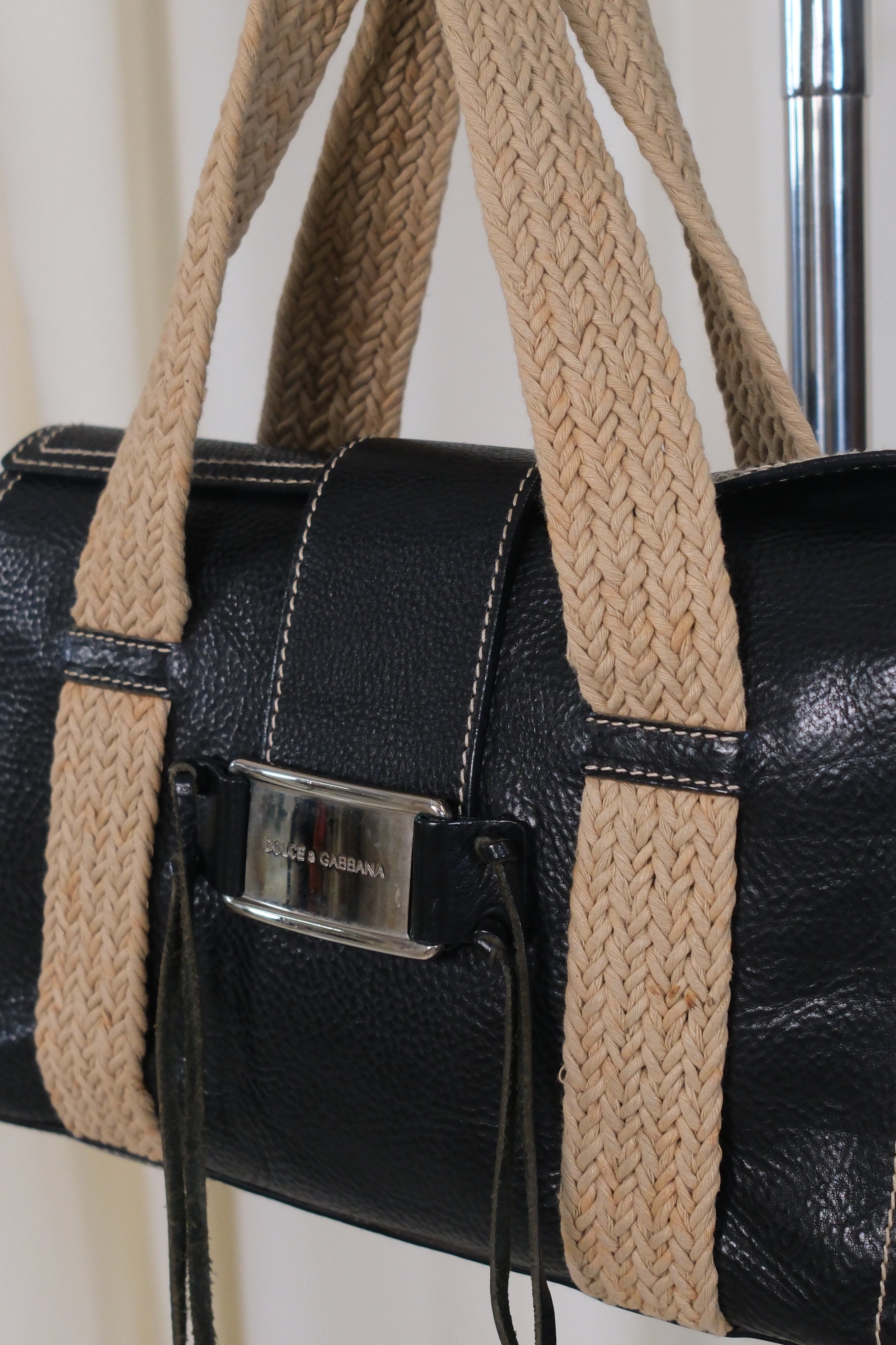 Dolce & Gabbana Leather Bag with Braided Handles