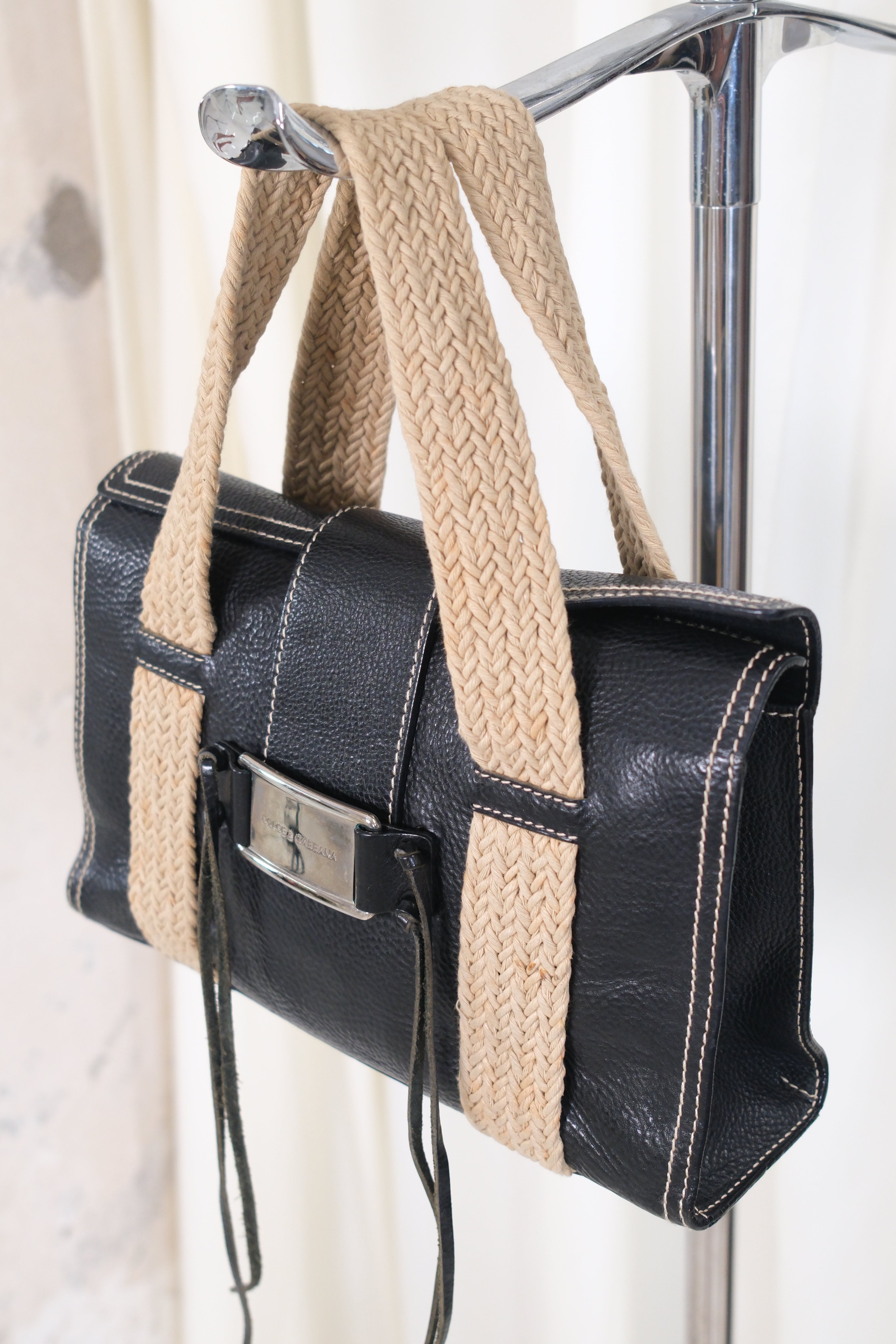 Dolce & Gabbana Leather Bag with Braided Handles