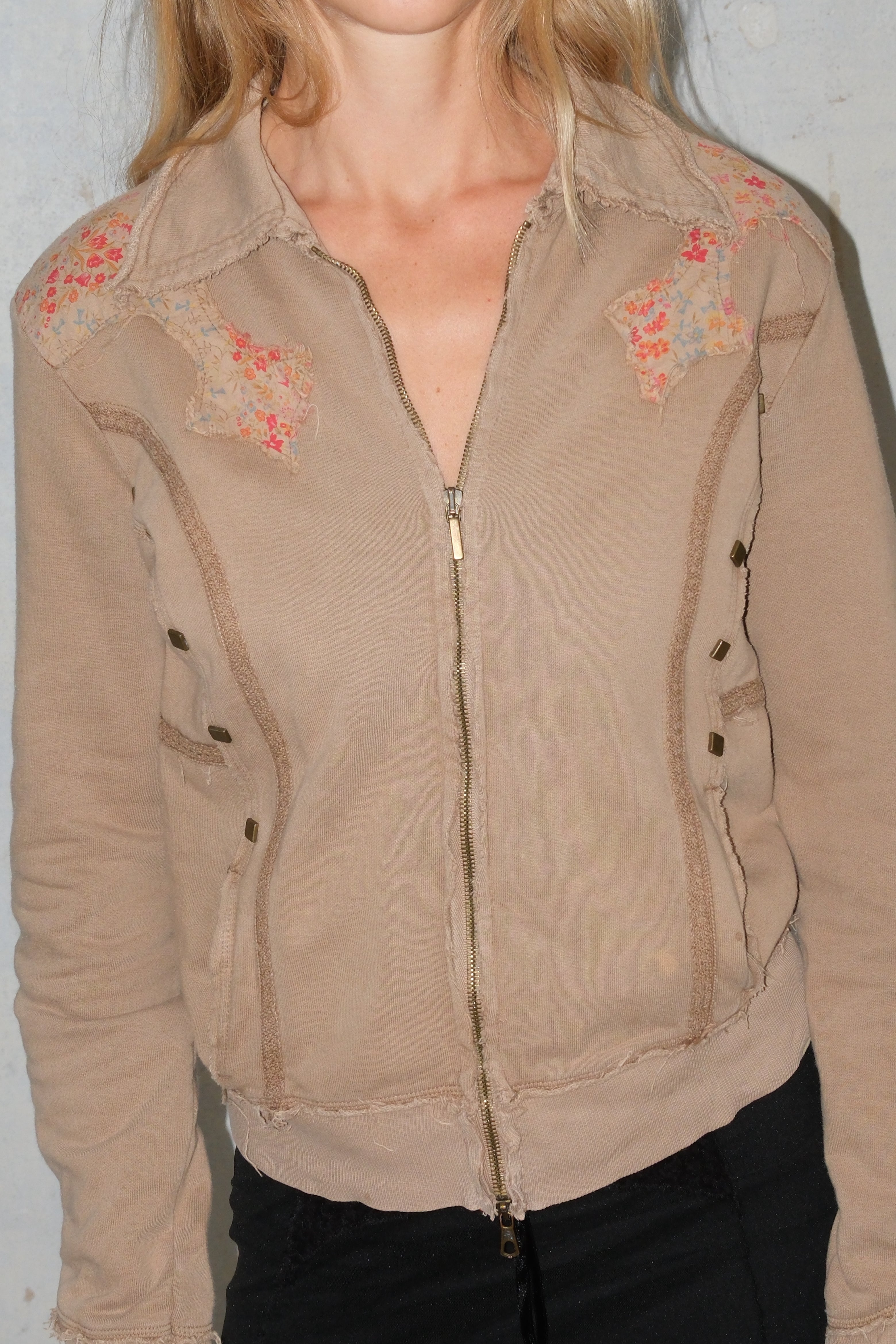 NUDE SPORTY HOODIE WITH EMBROIDERY