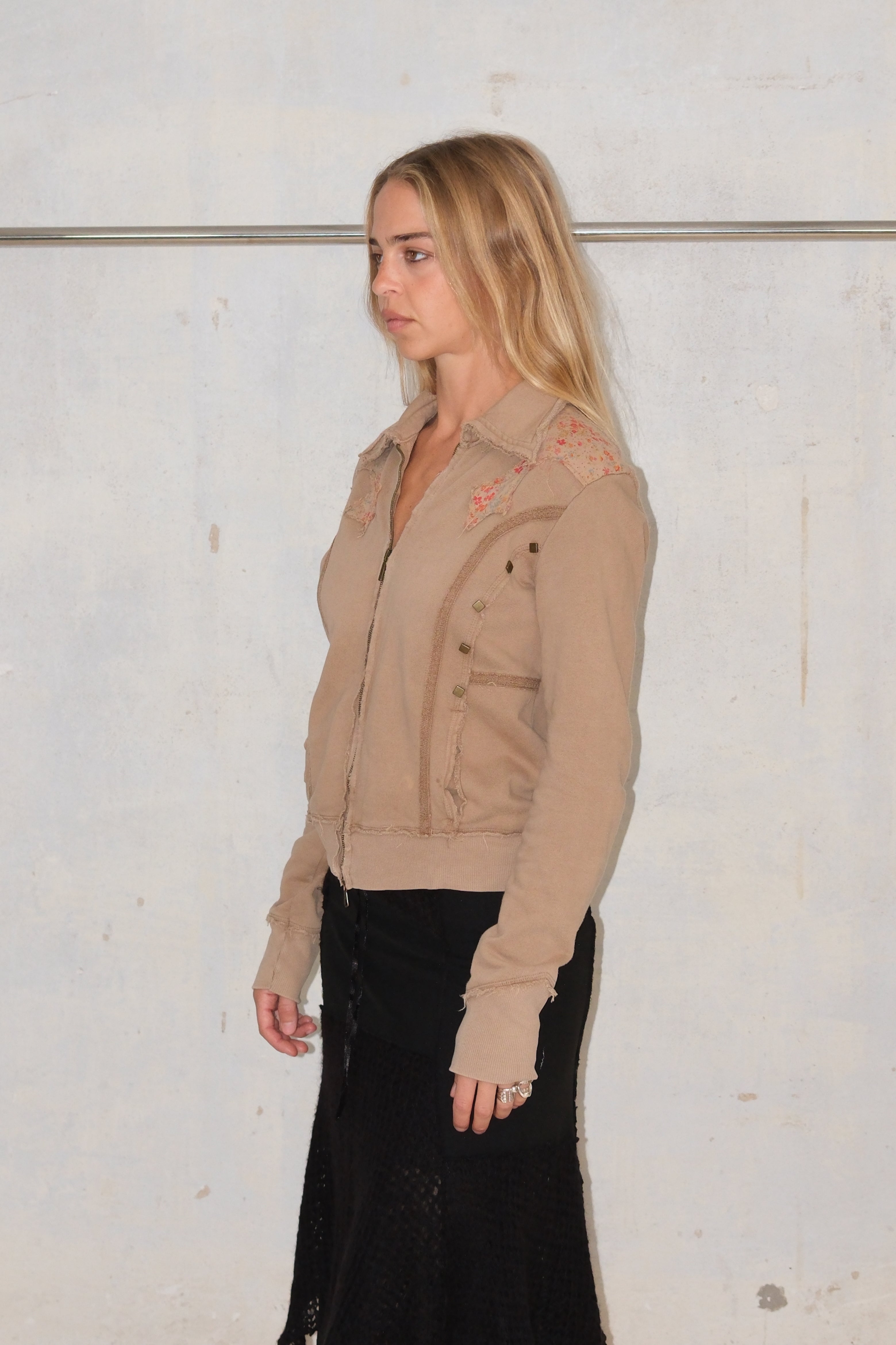 NUDE SPORTY HOODIE WITH EMBROIDERY