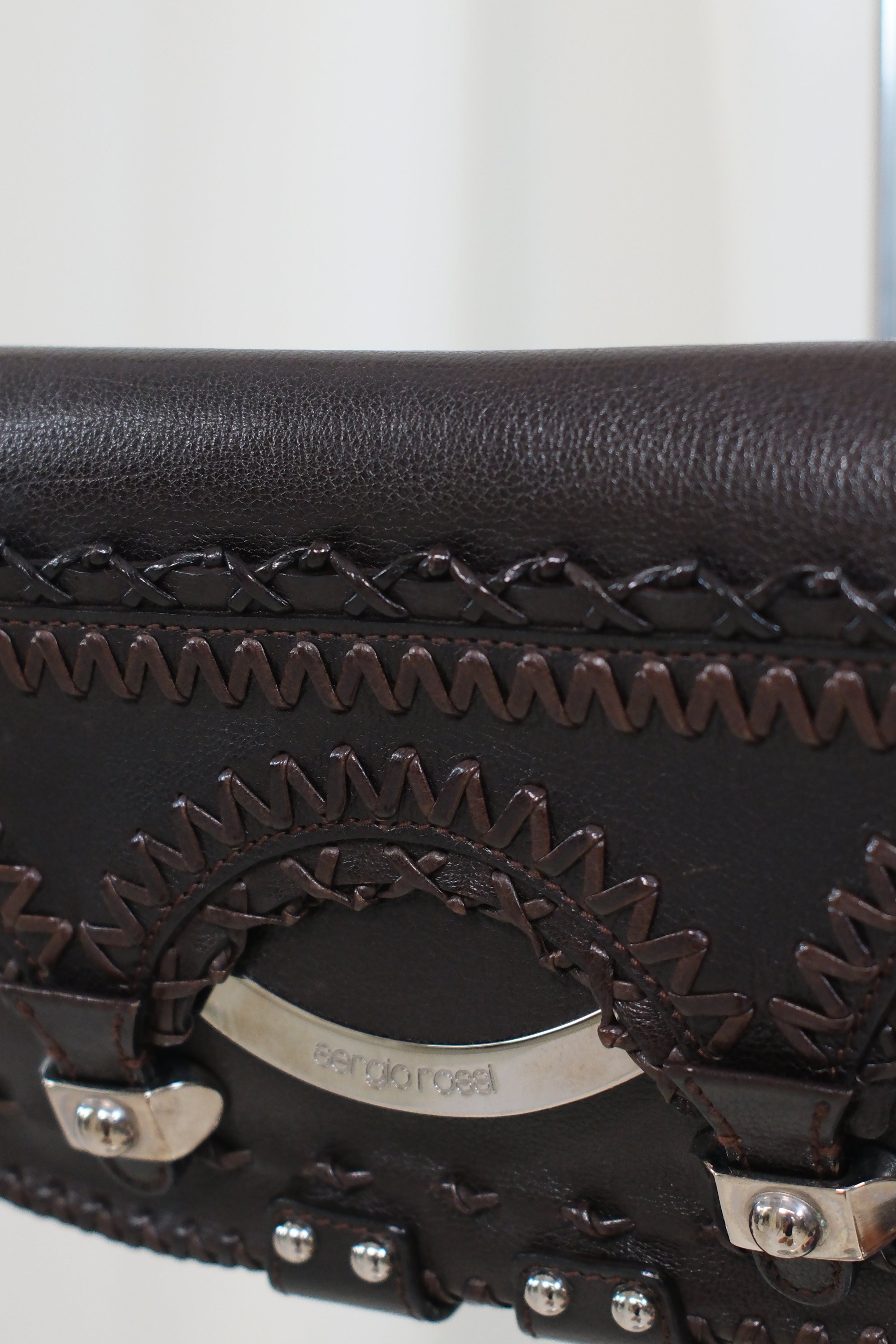 Sergio Rossi Boho Crossbody Bag in Dark Brown