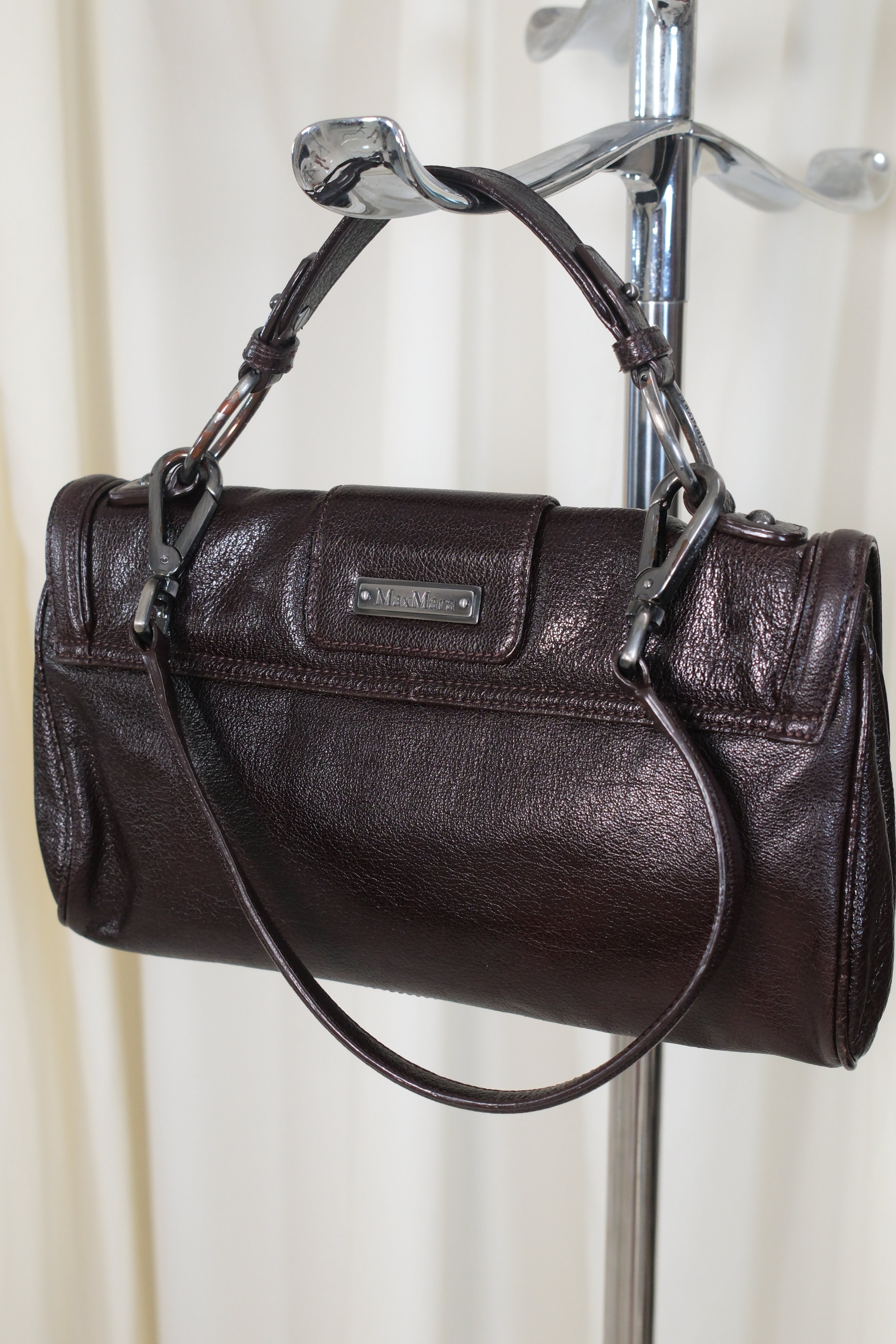 Max Mara Classic Dark Brown Leather Bag