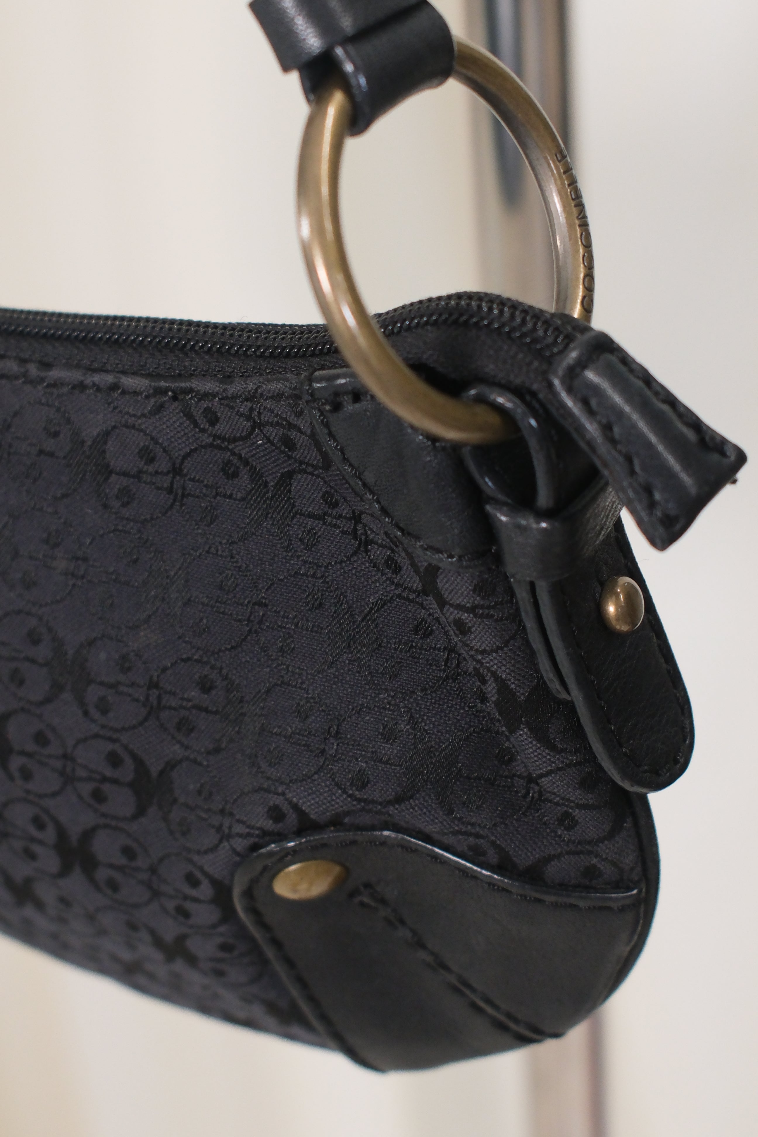 Coccinelle Small Leather & Canvas Bag with Monogram