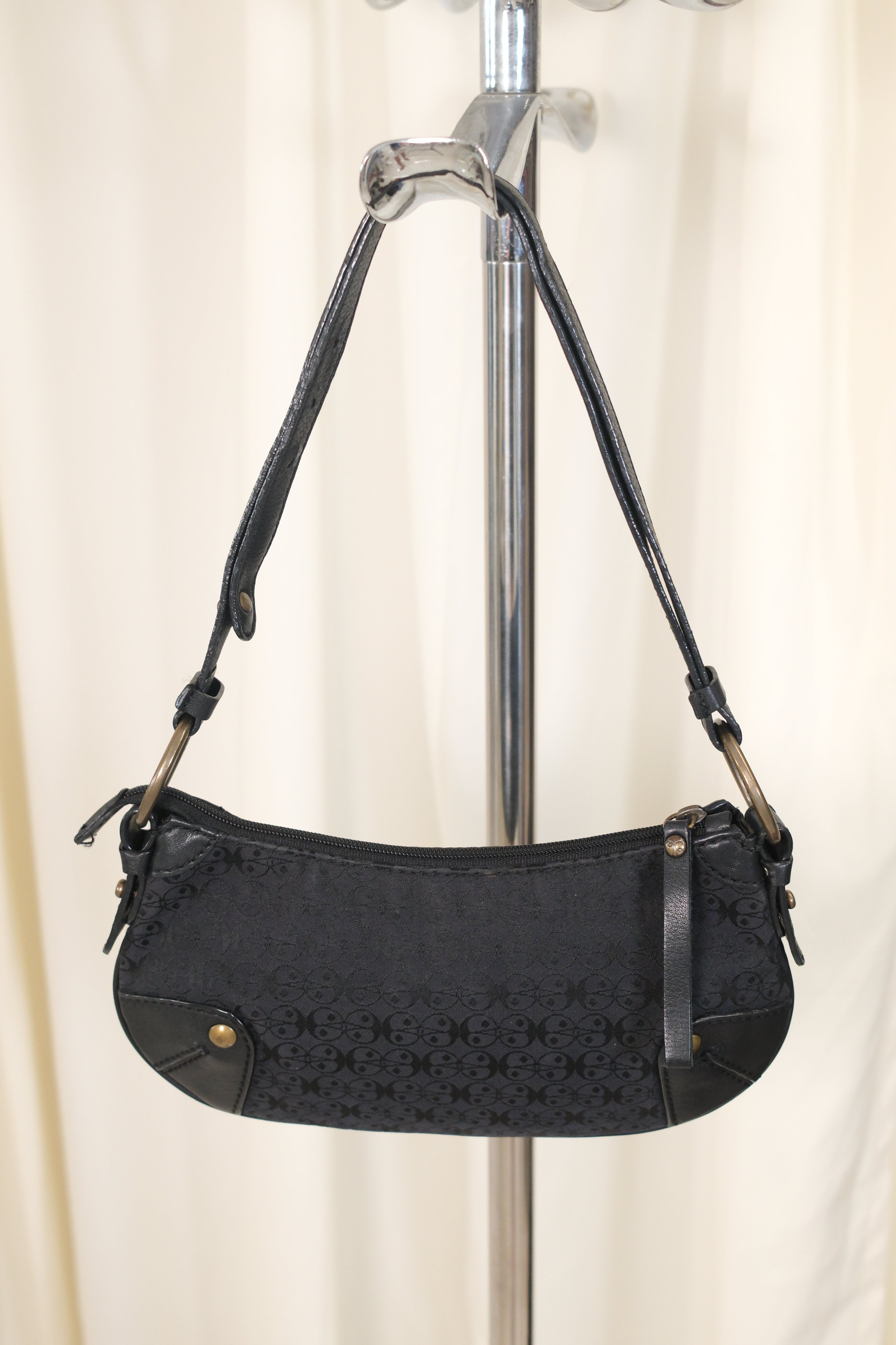 Coccinelle Small Leather & Canvas Bag with Monogram