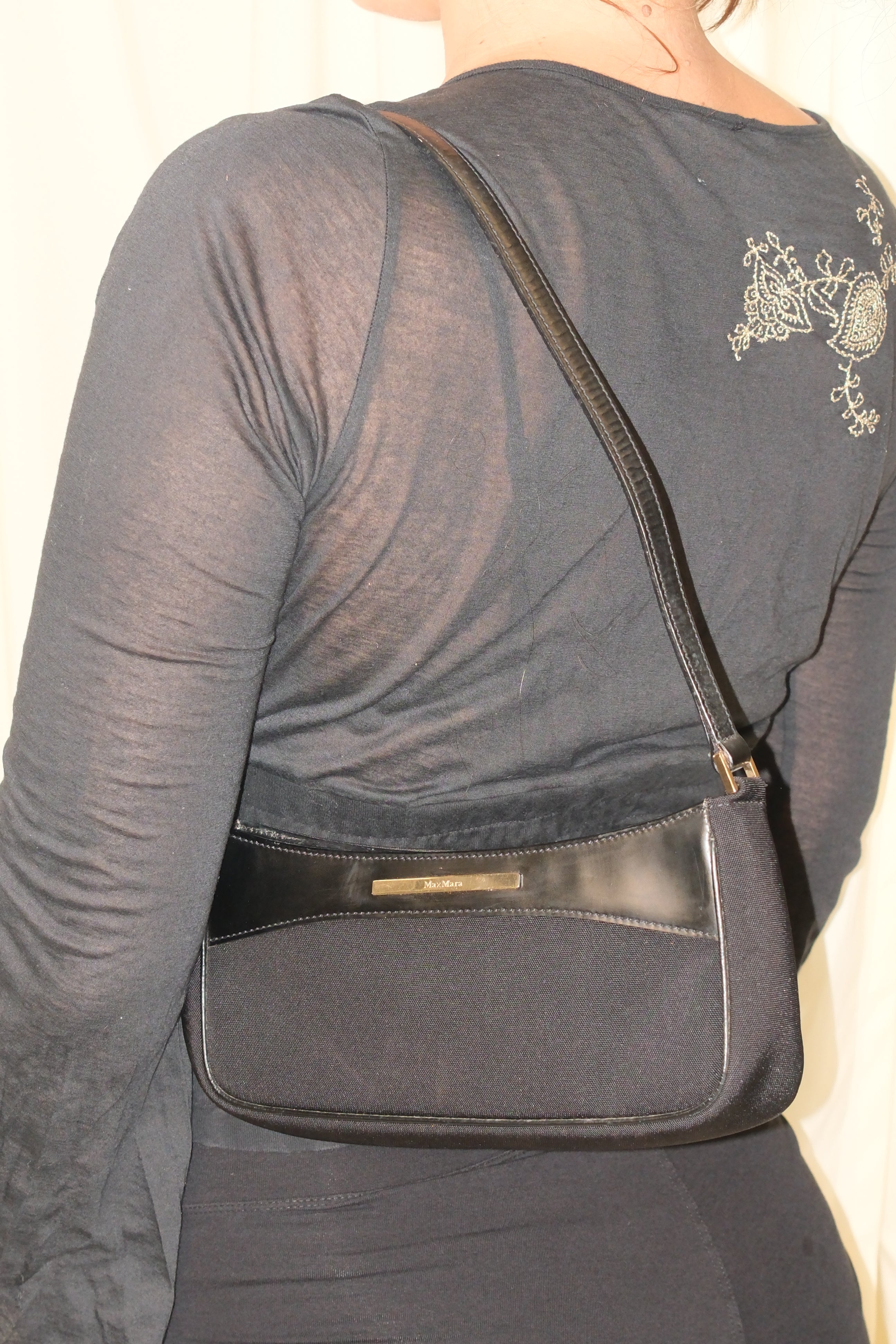 Max Mara Classic Leather and Canvas Bag