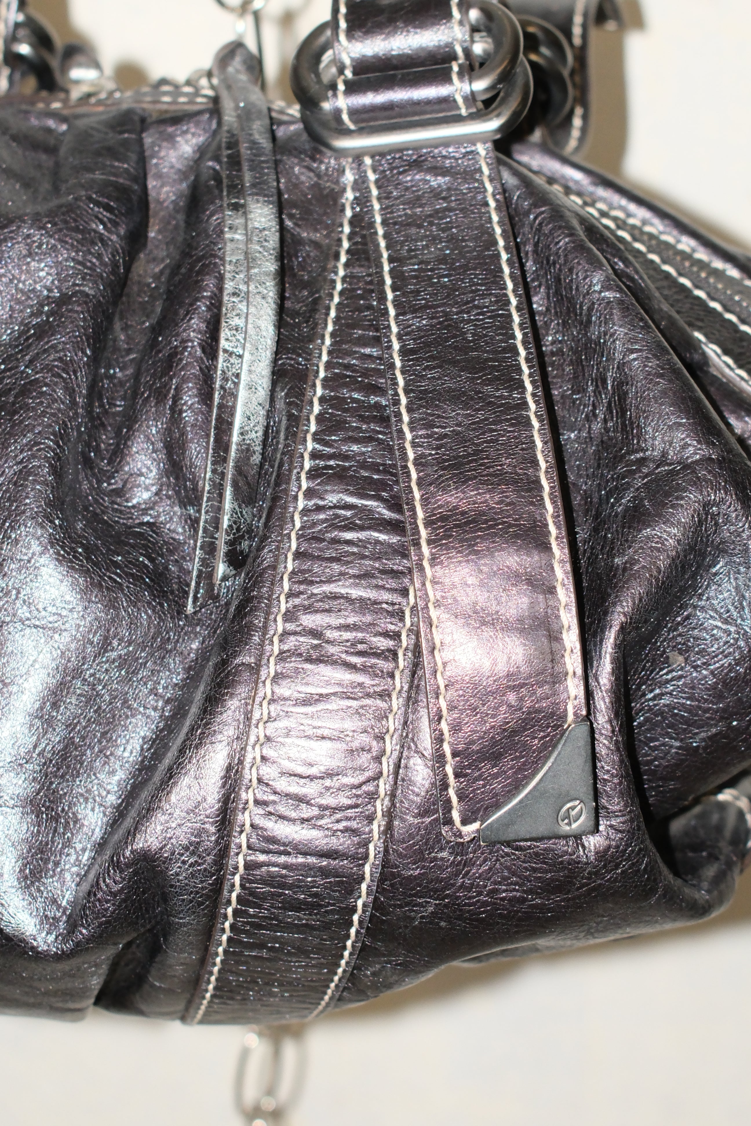 FRANCESCO BIASIA BLACK ROUND LEATHER BAG