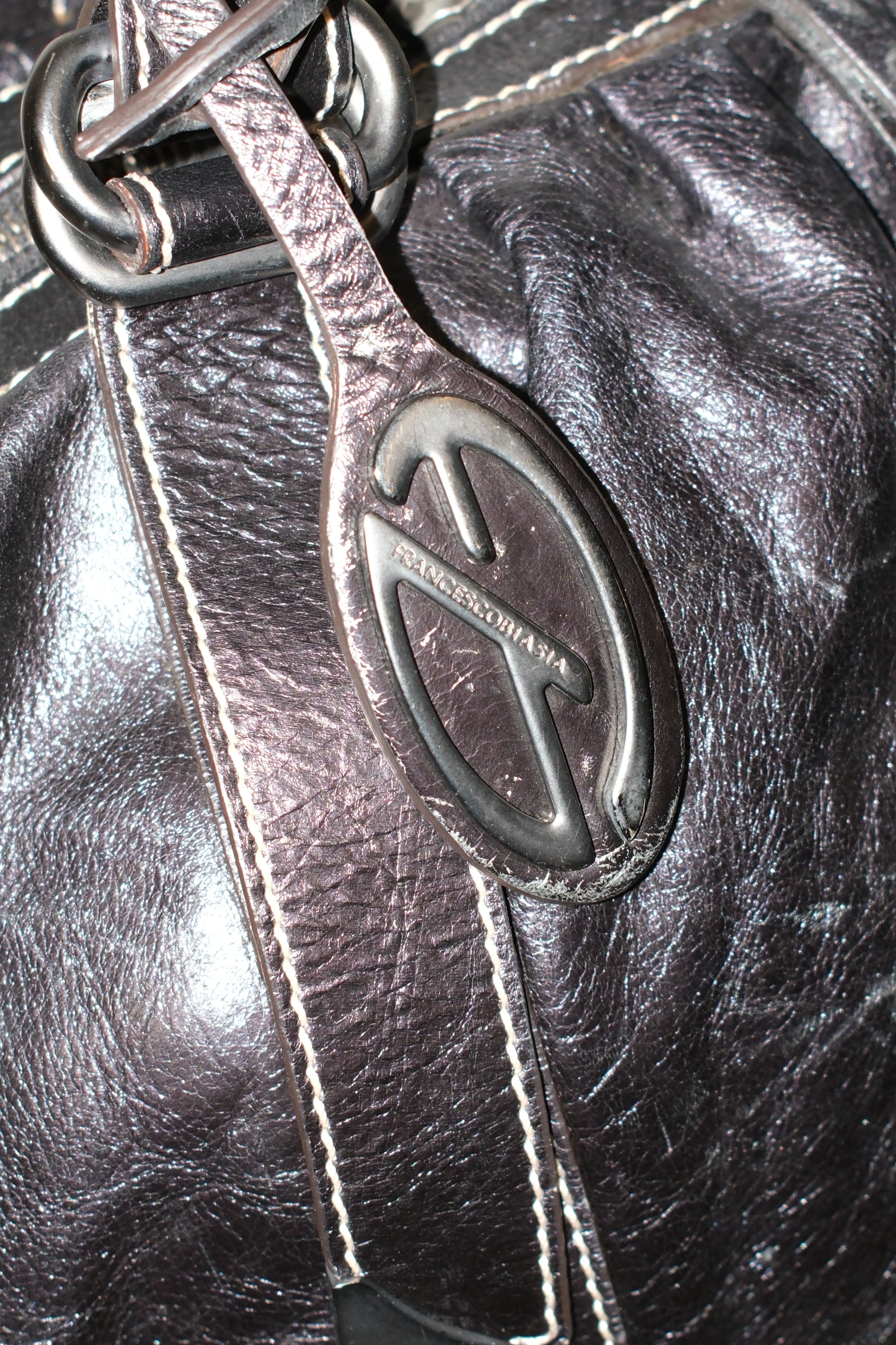 FRANCESCO BIASIA BLACK ROUND LEATHER BAG