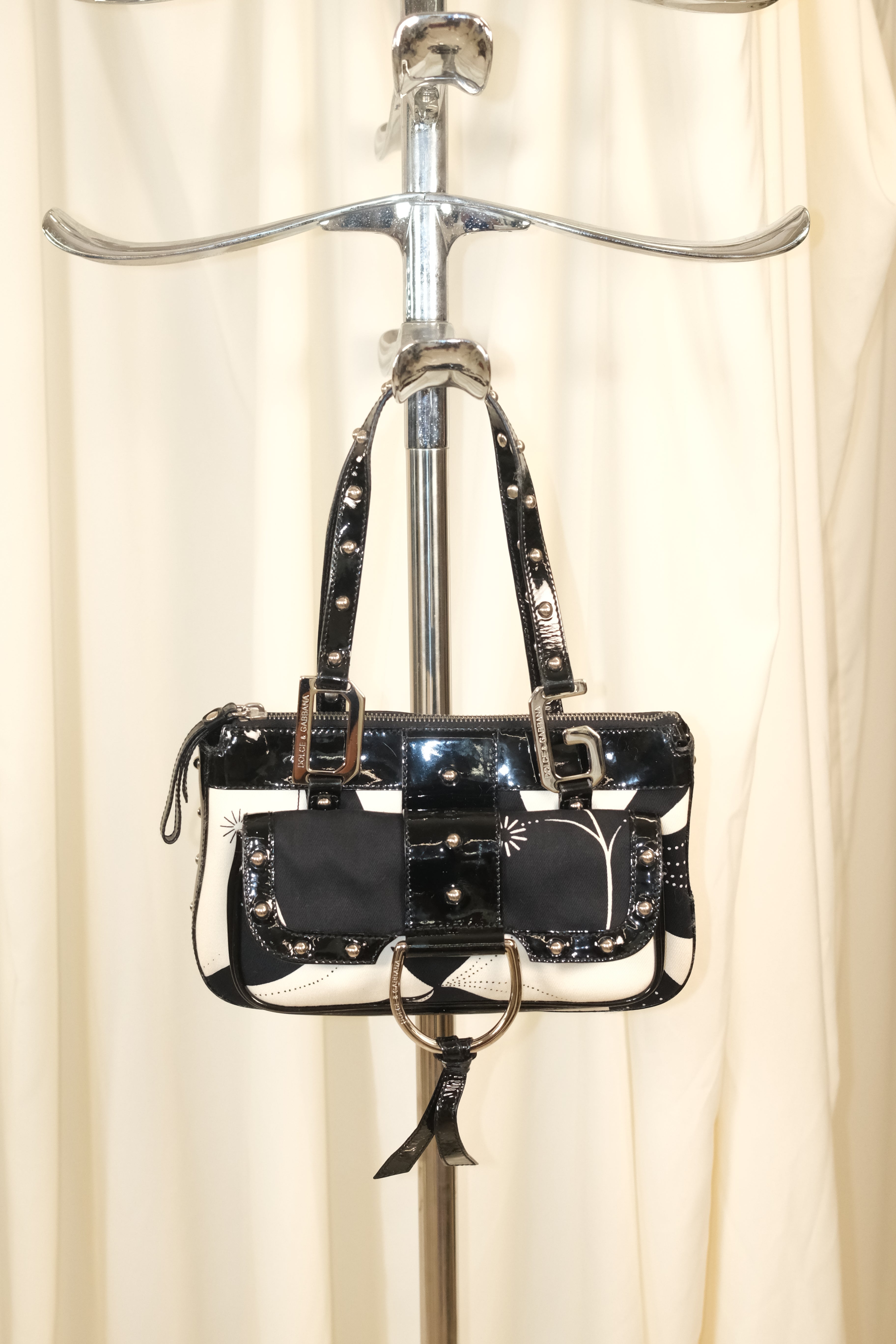 Dolce & Gabbana spring 2004 vinyl and printed canvas shoulder bag