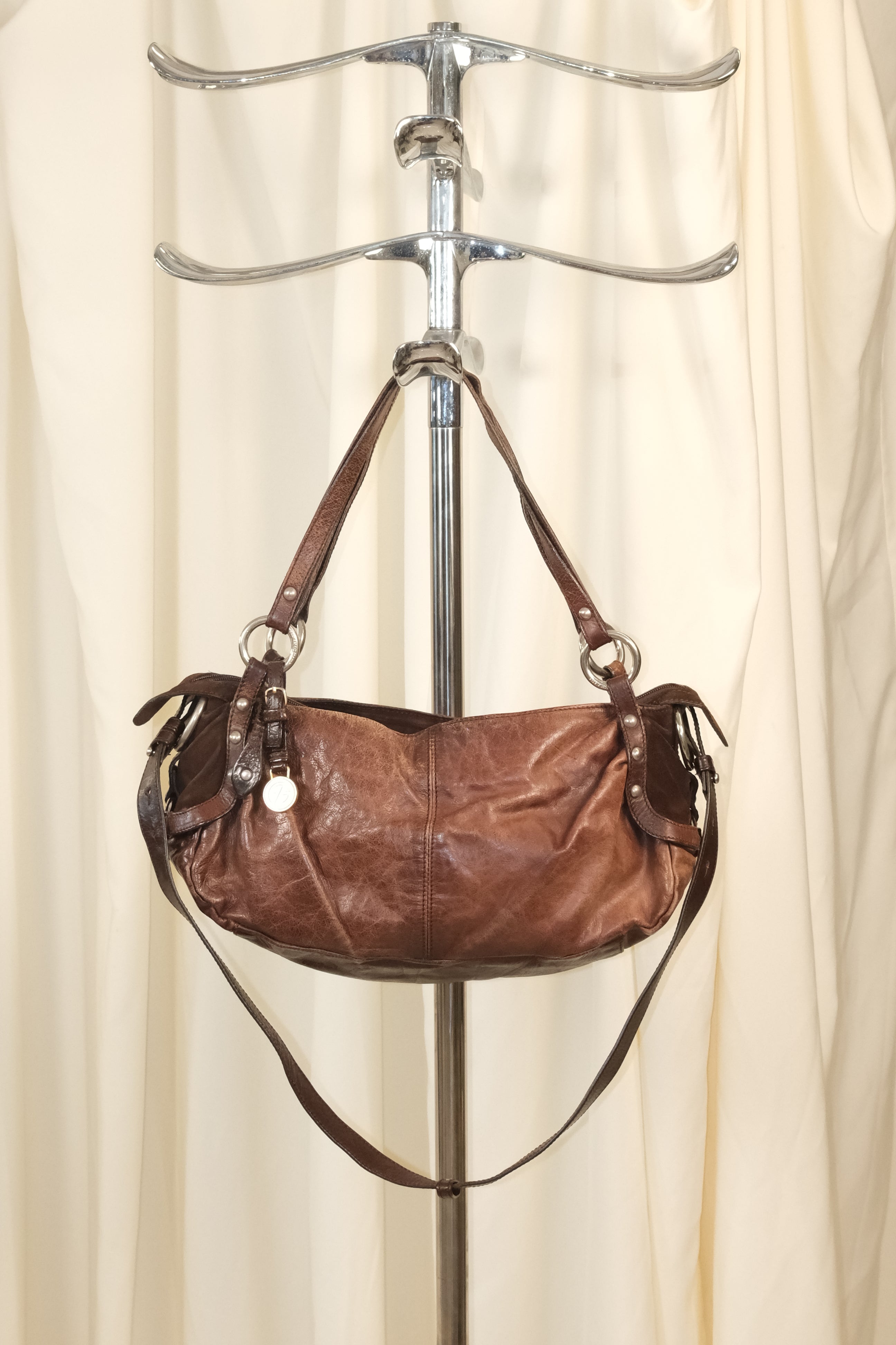 Francesco Biasia Brown Distressed Leather Bag