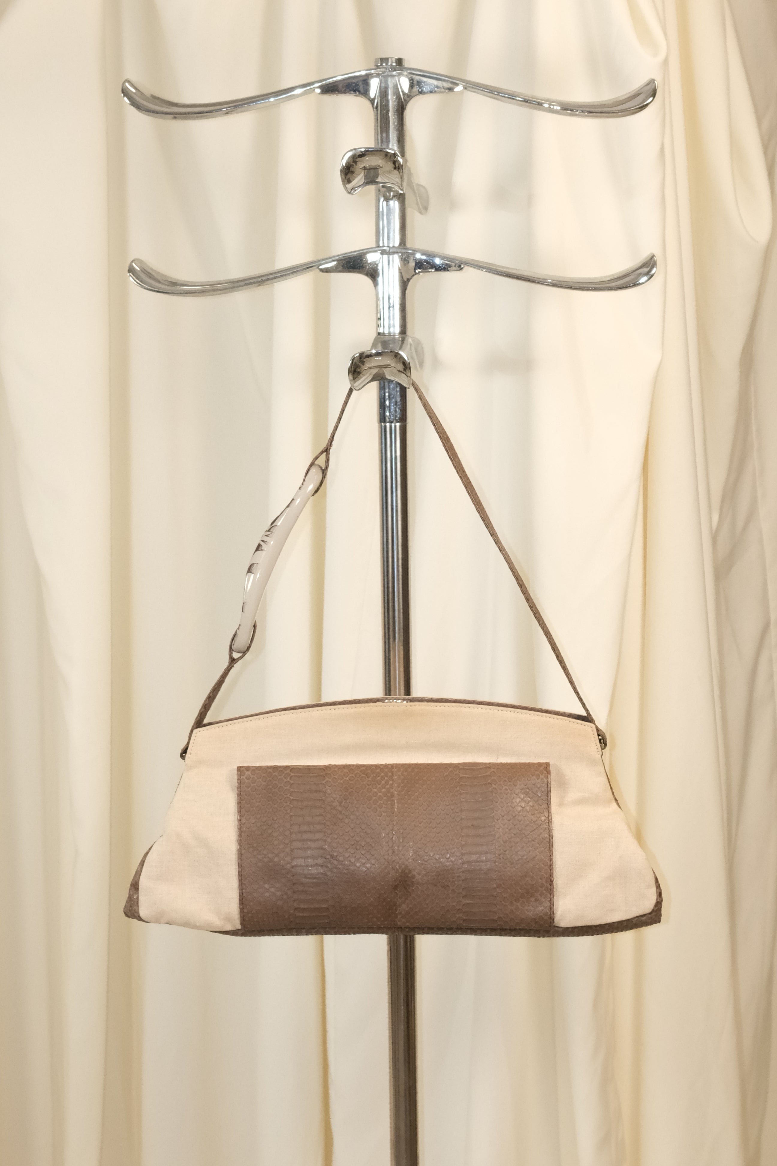 Escada clutch Leather and canvas Bag with Bold Strap Detail