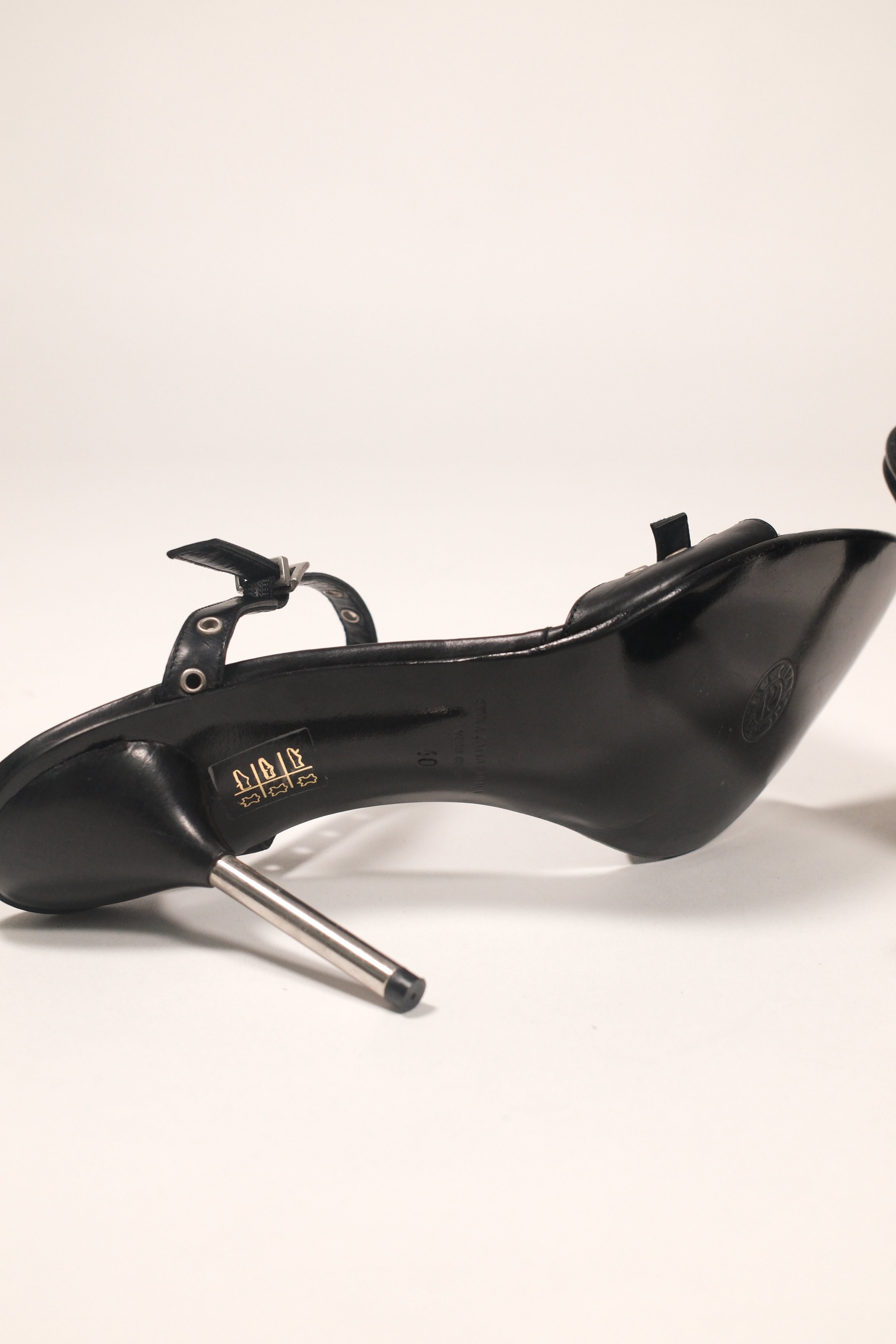 Gianni Bravo Black Leather Heels with Studs Size 40