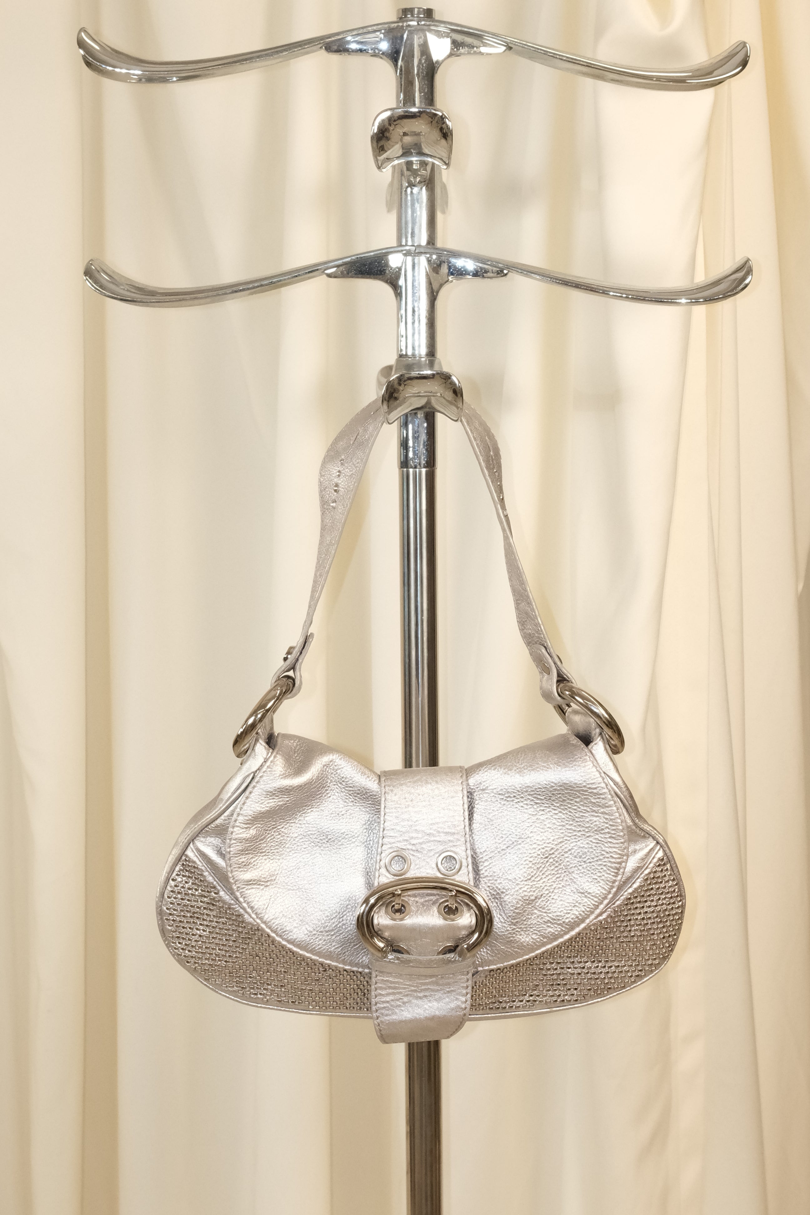 Francesco Biasia Silver Leather Bag