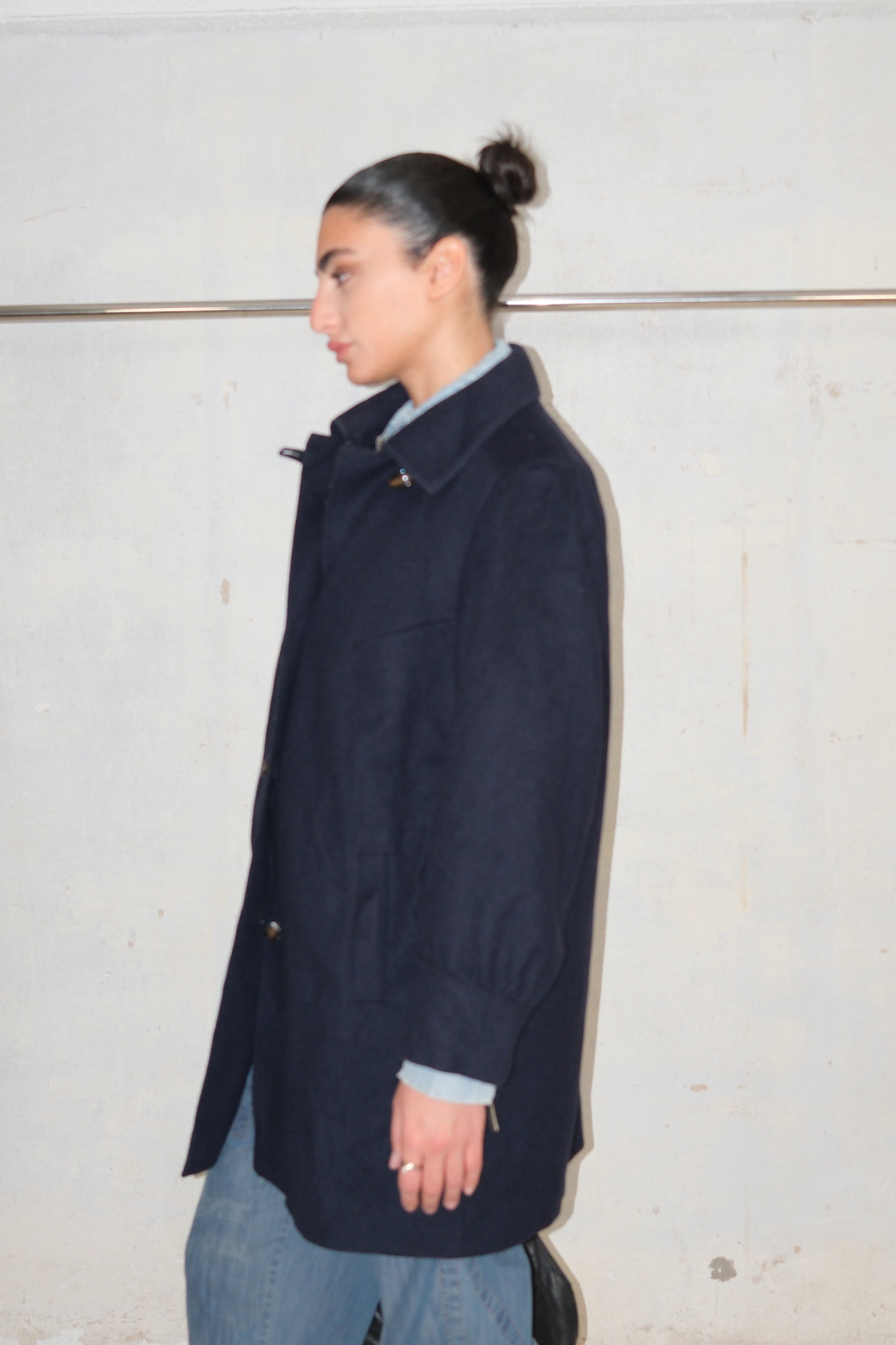 NAVY WOOL TAILORED COAT