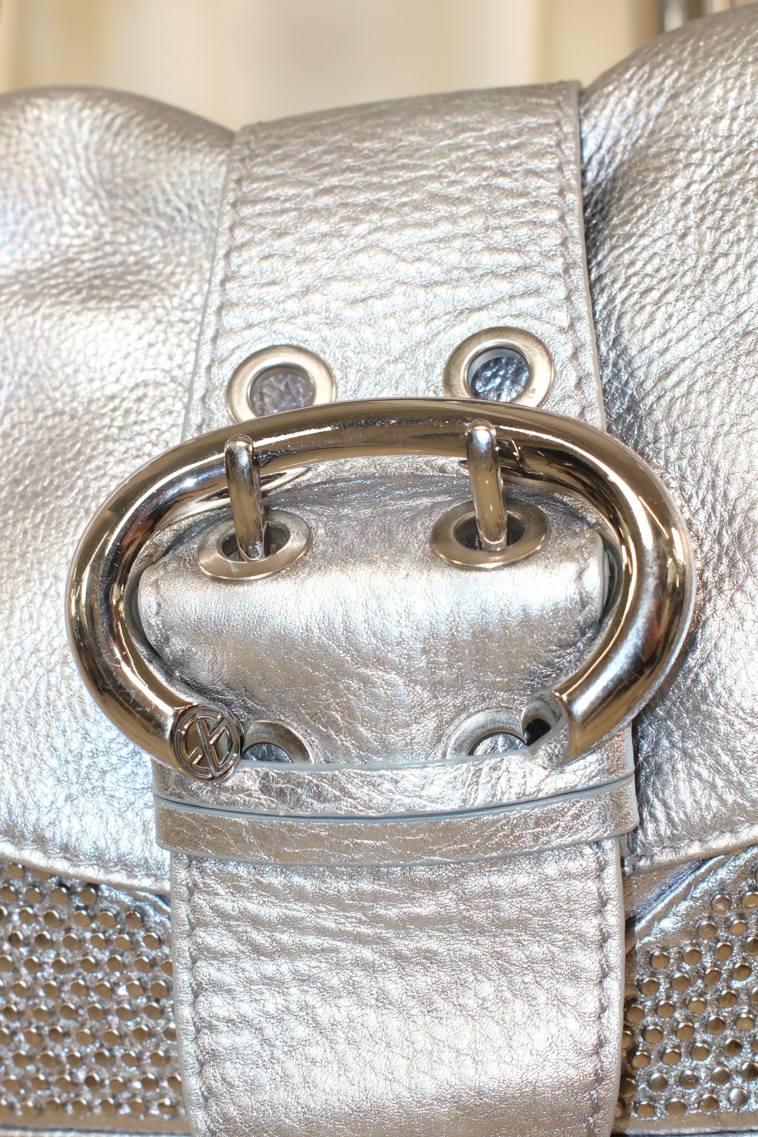 Francesco Biasia Silver Leather Bag