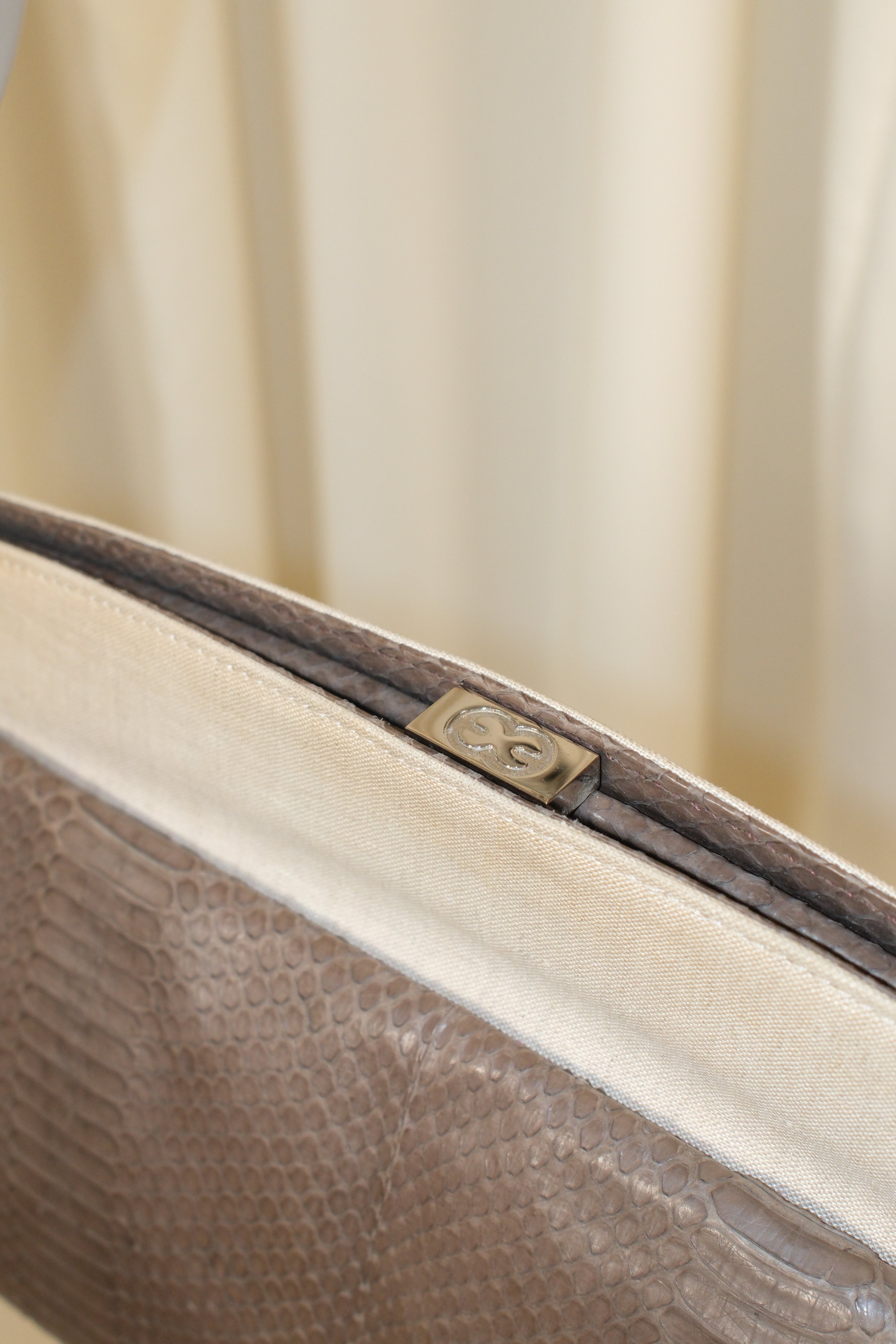 Escada clutch Leather and canvas Bag with Bold Strap Detail