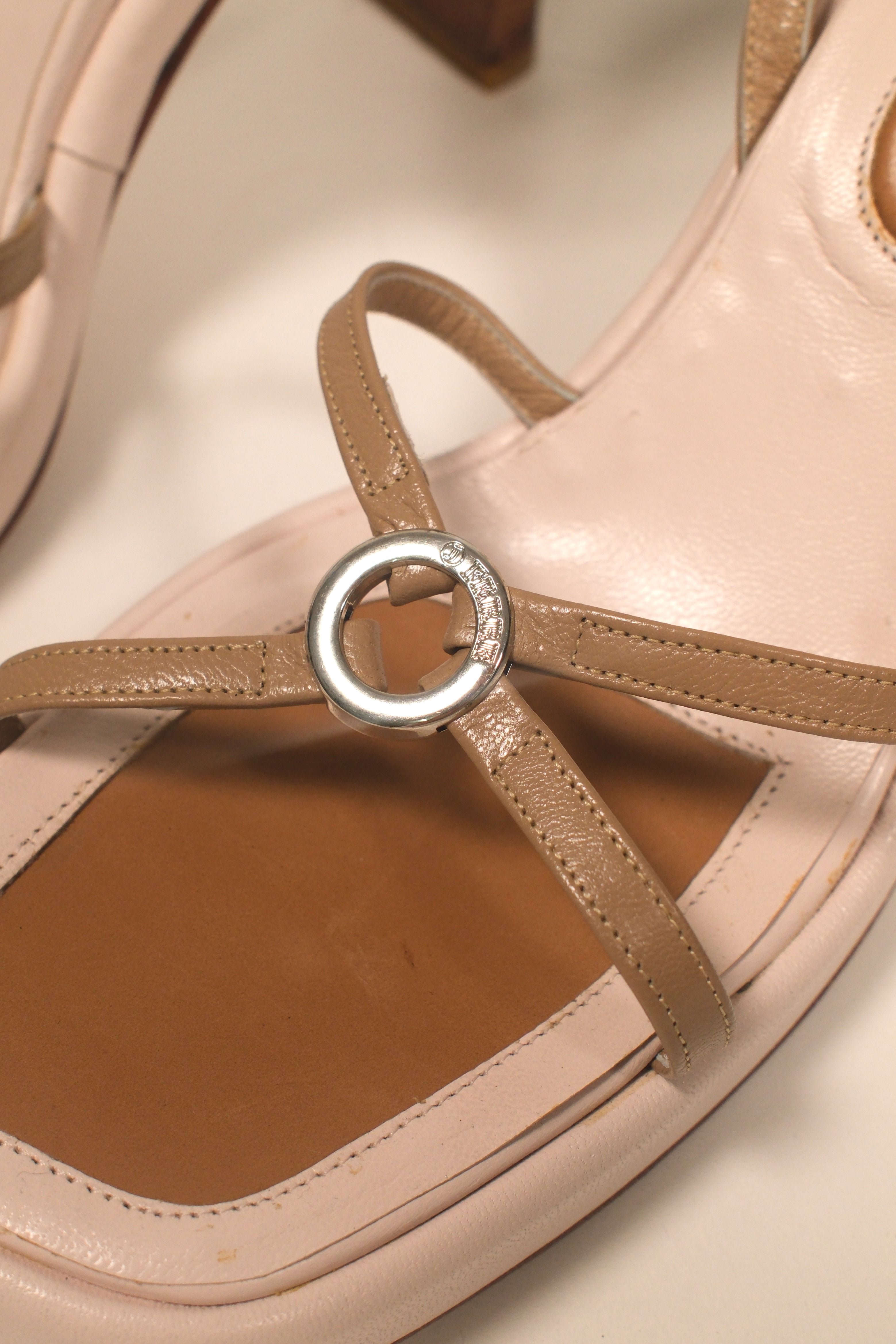 Gianfranco Ferre Leather Square Toe Heel Sandals Size 40