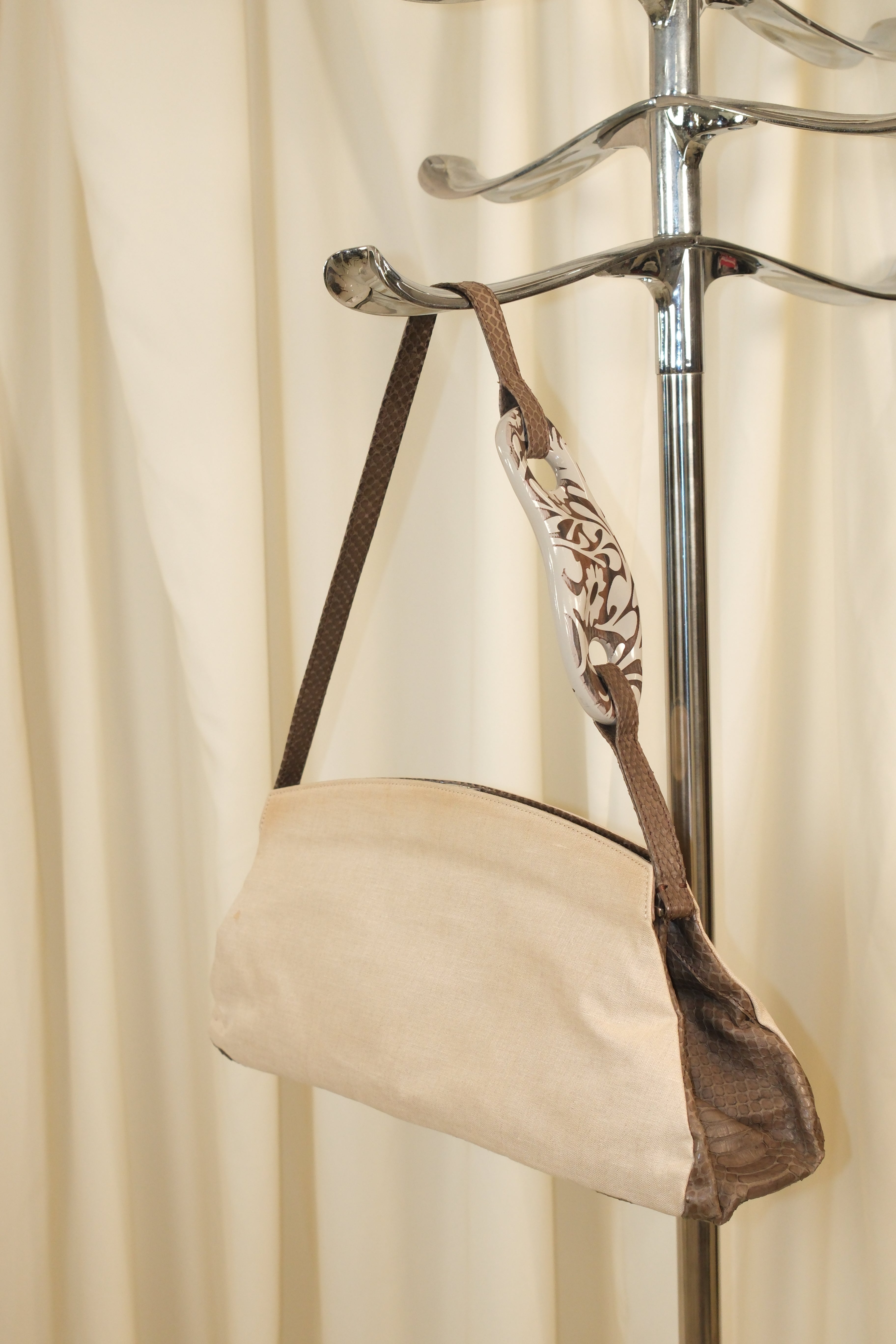 Escada clutch Leather and canvas Bag with Bold Strap Detail