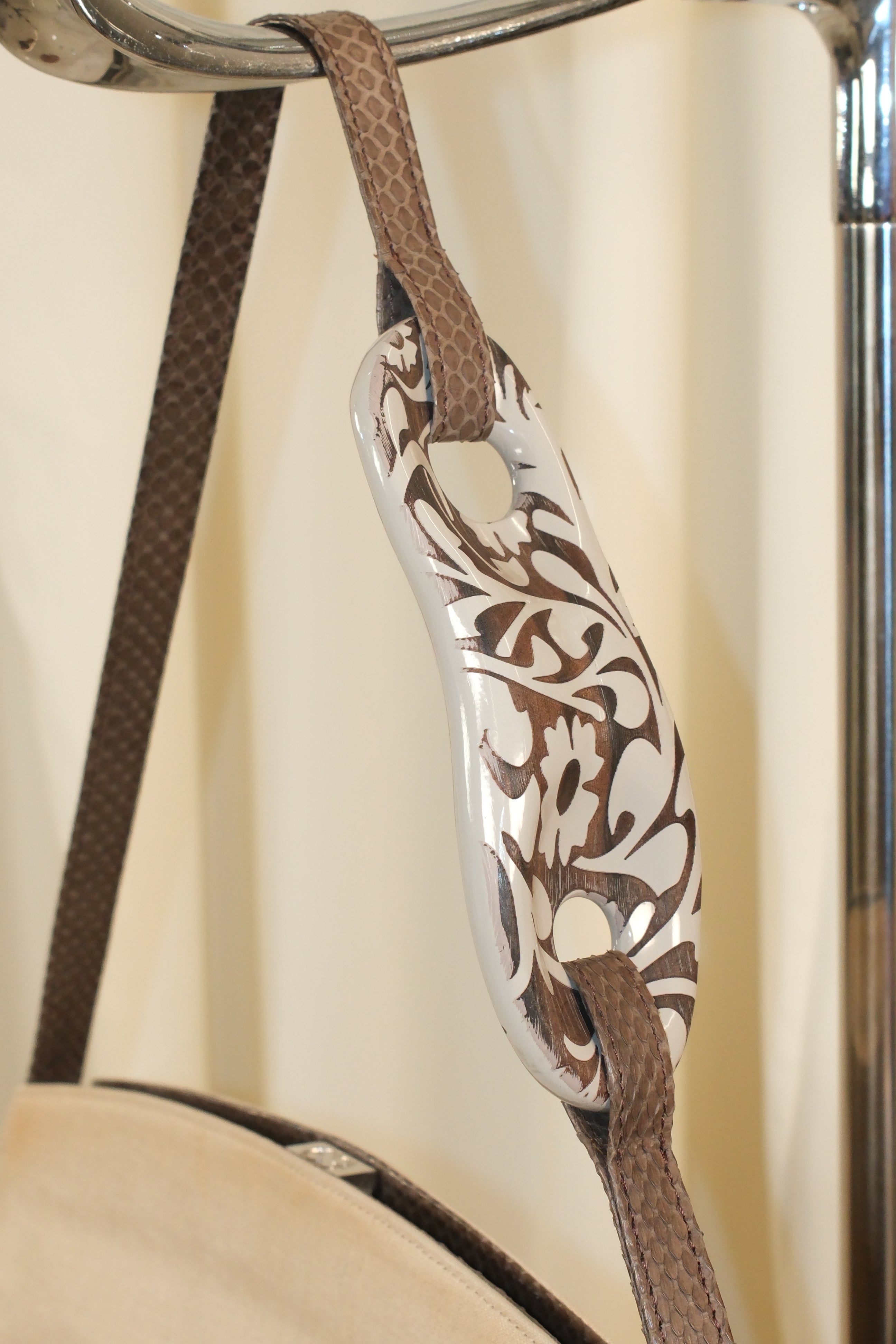 Escada clutch Leather and canvas Bag with Bold Strap Detail
