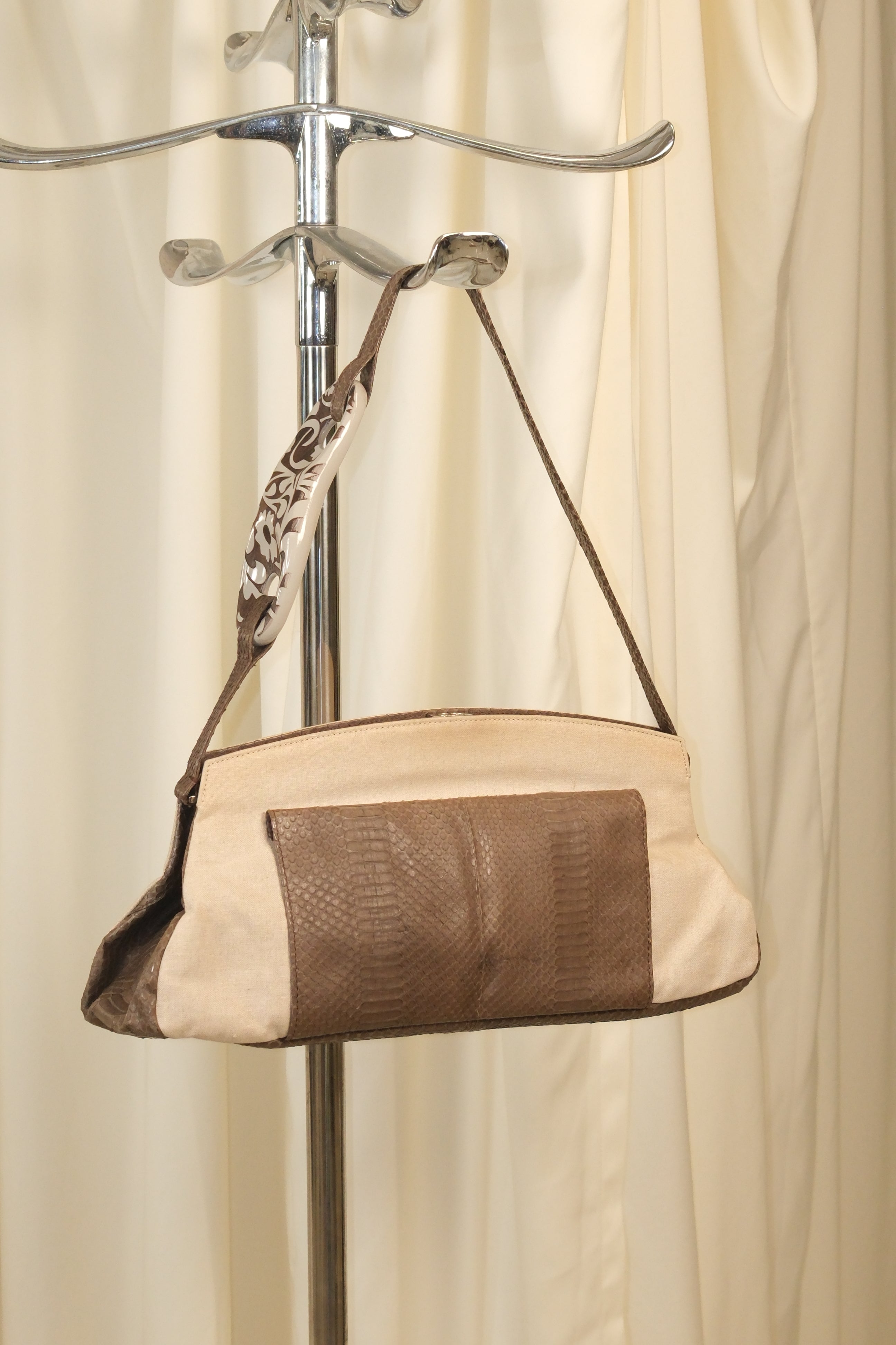 Escada clutch Leather and canvas Bag with Bold Strap Detail