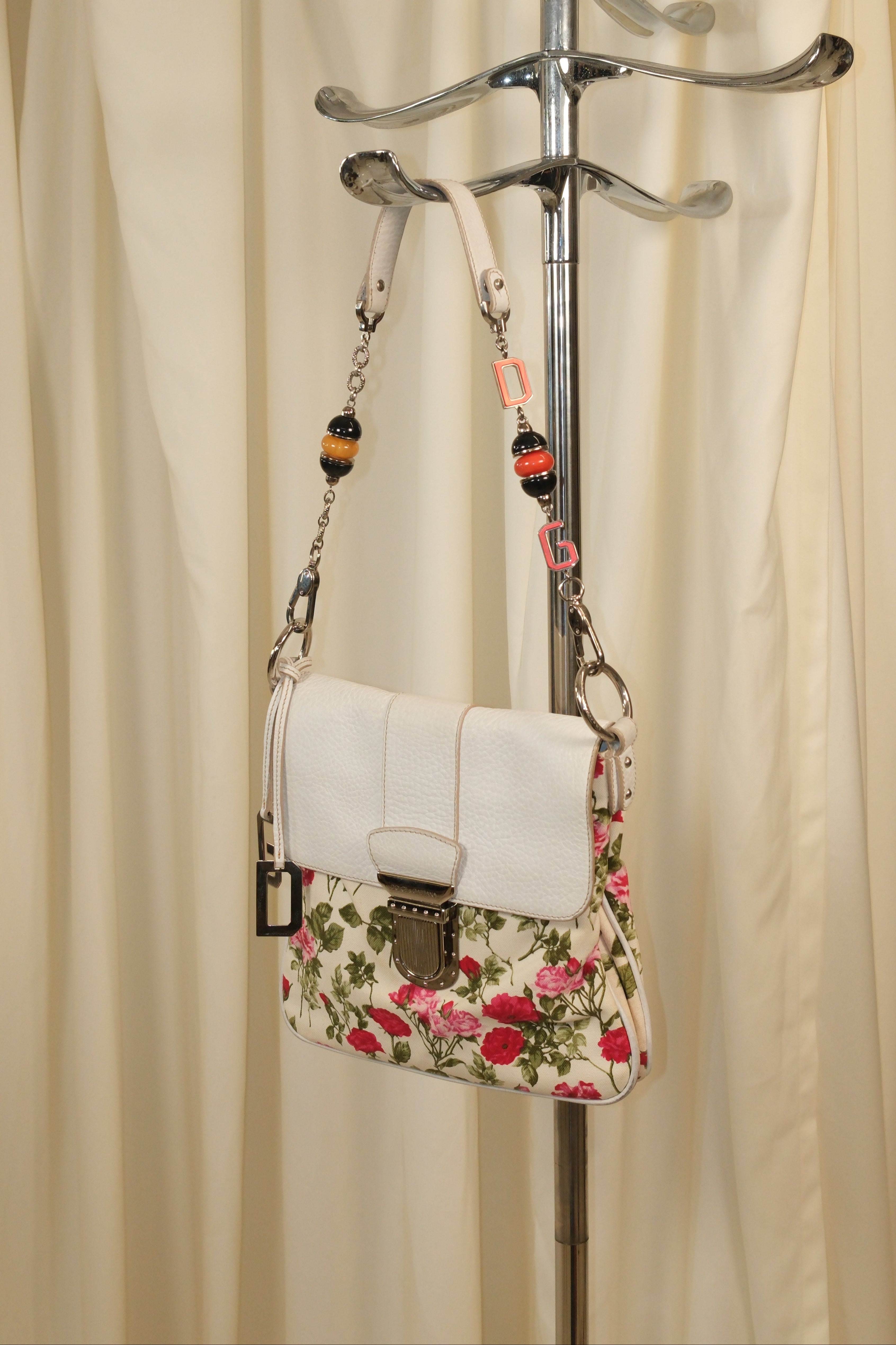 Dolce & Gabbana spring 2004 floral canvas and leather shoulder bag