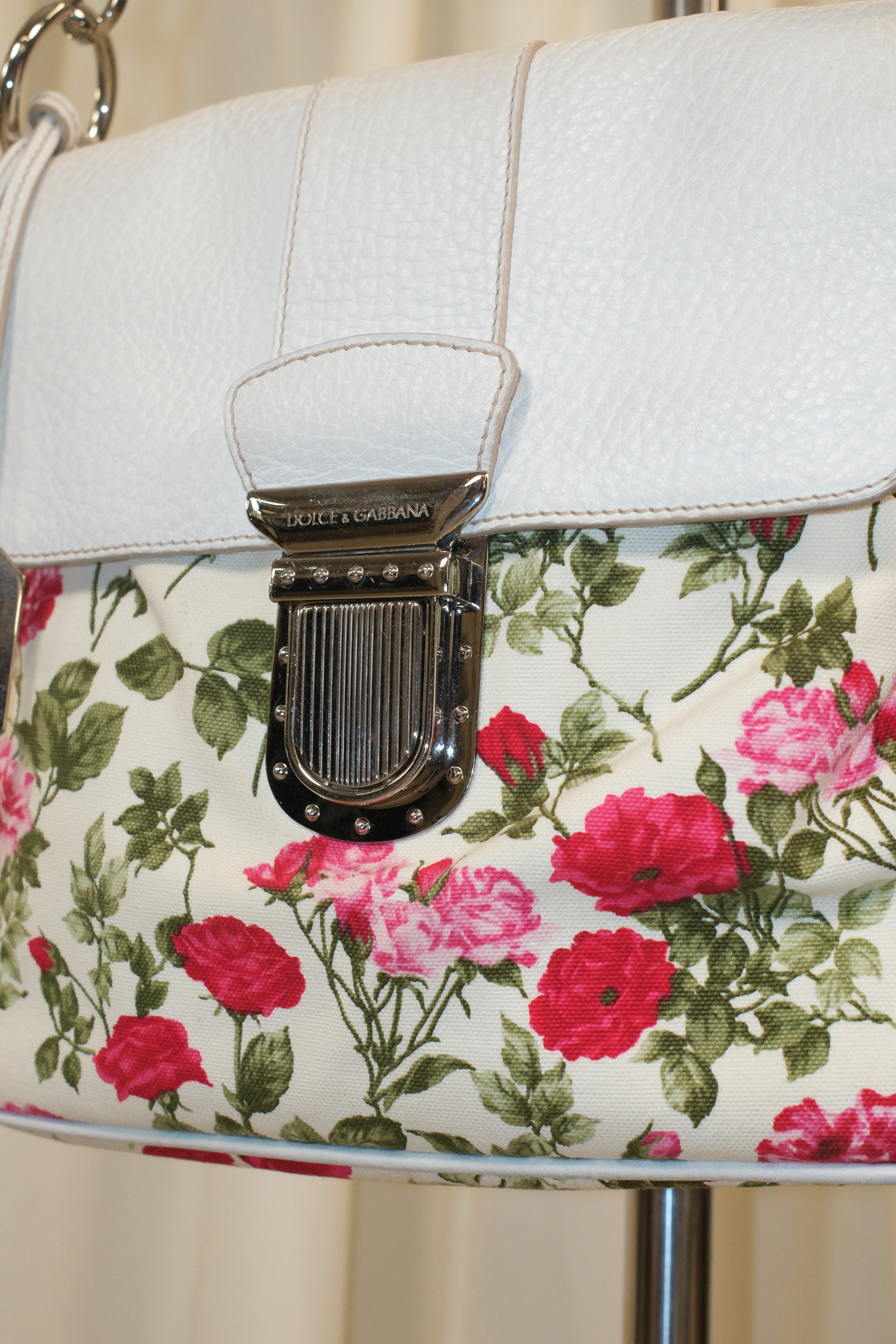 Dolce & Gabbana spring 2004 floral canvas and leather shoulder bag