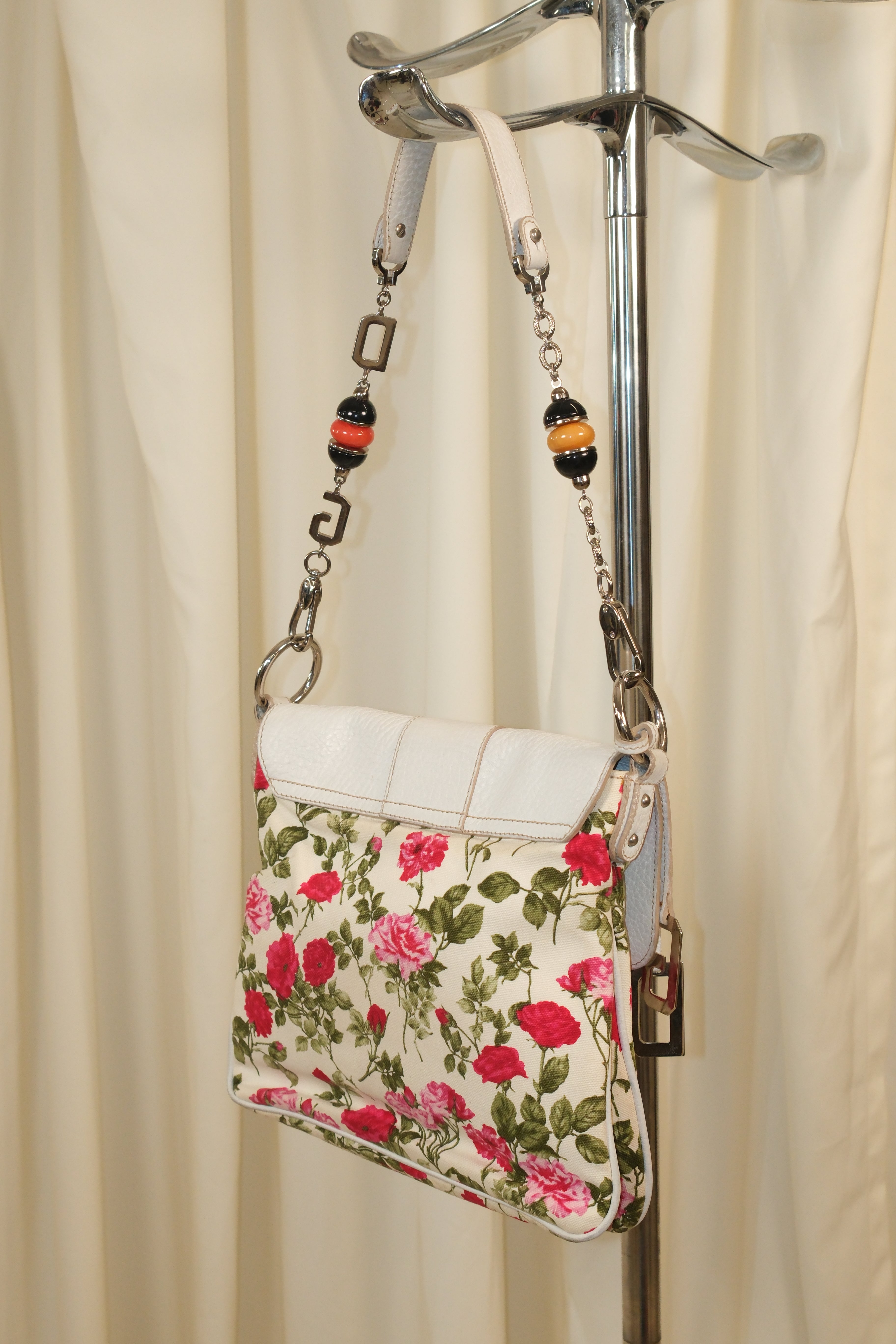 Dolce & Gabbana spring 2004 floral canvas and leather shoulder bag