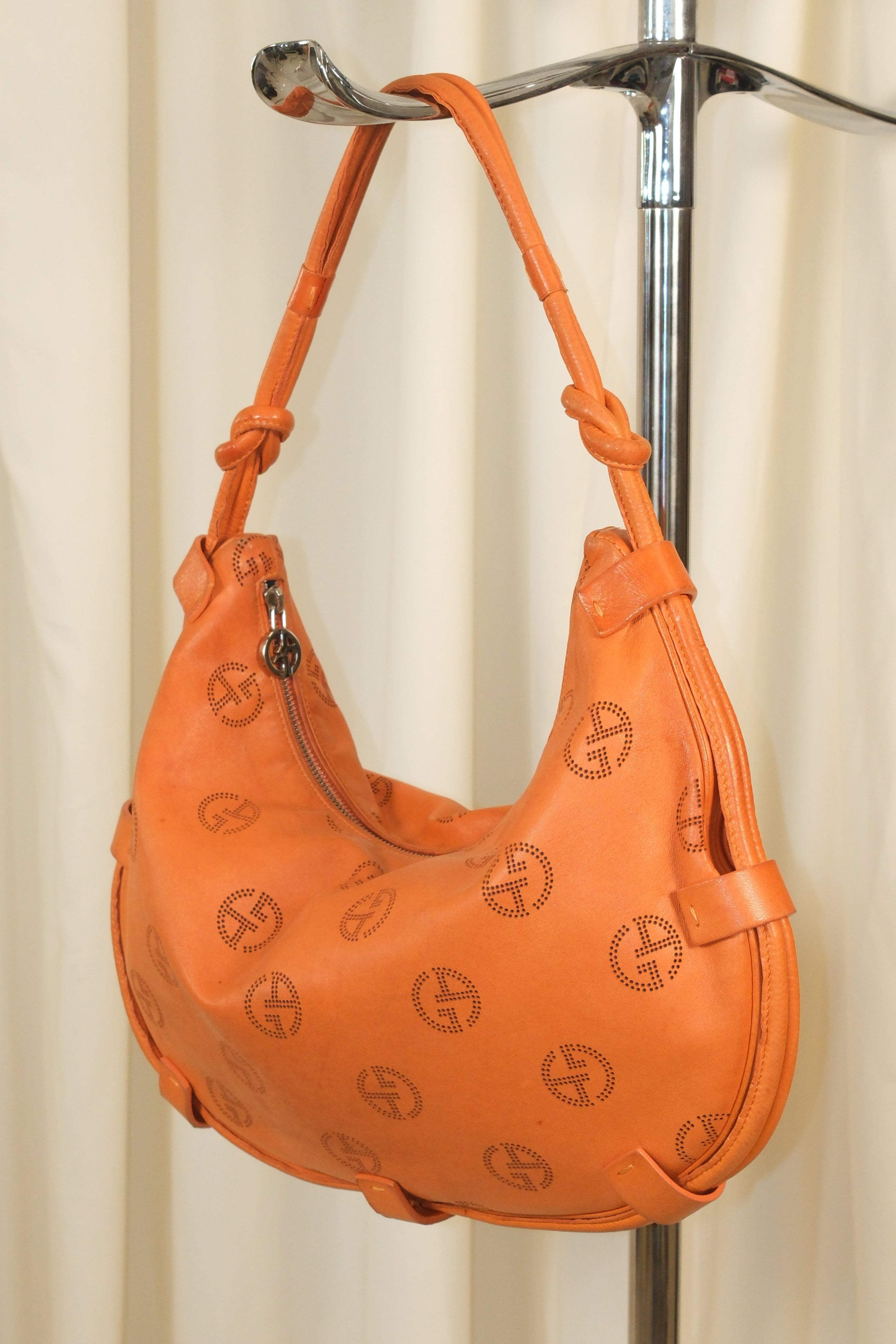 Giorgio Armani Orange Leather Moon Bag