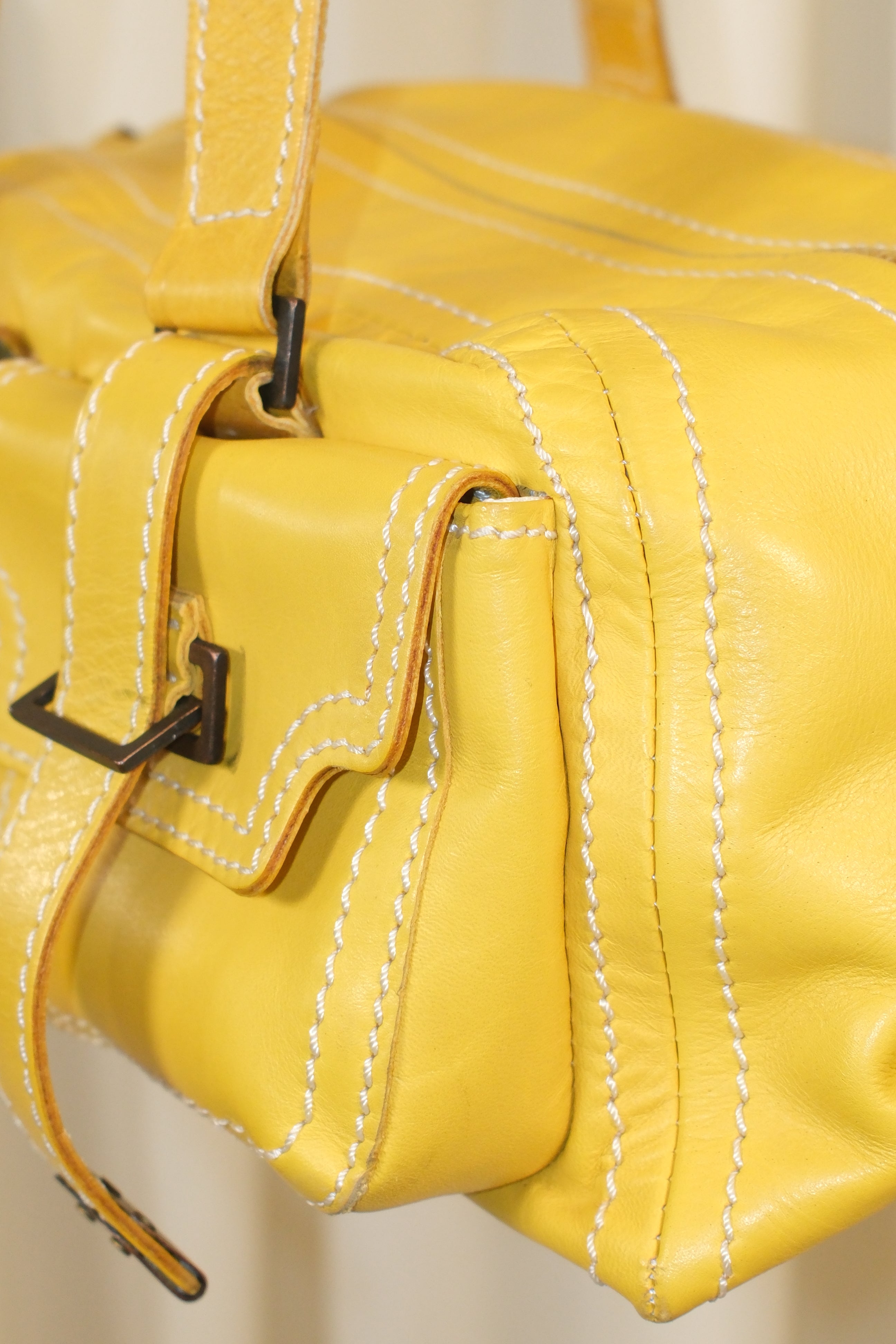 Francesco Biasia Yellow Leather Bag