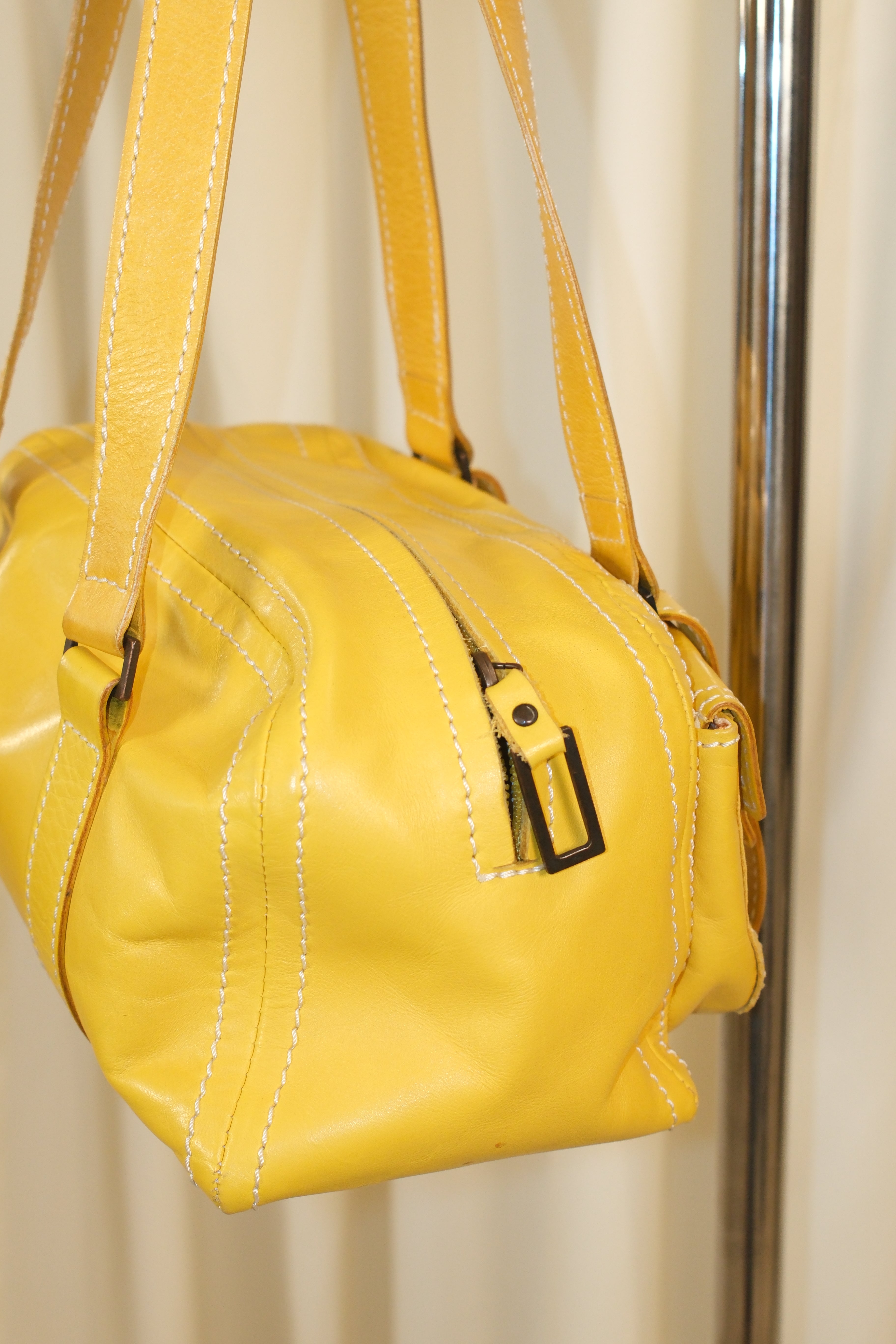 Francesco Biasia Yellow Leather Bag