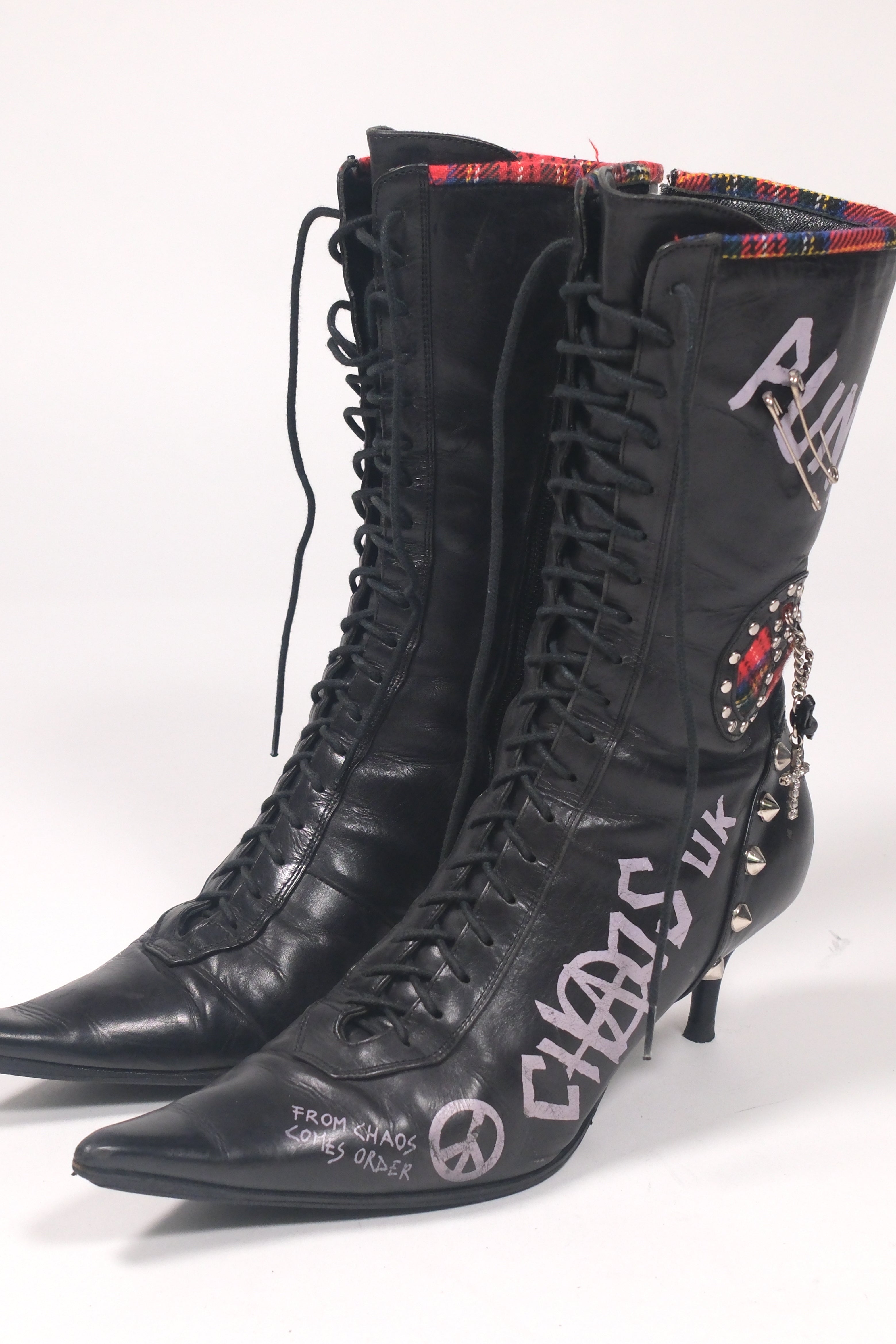 *Very Rare* Le silla Punk Style Leather Lace Up Boots Size 37