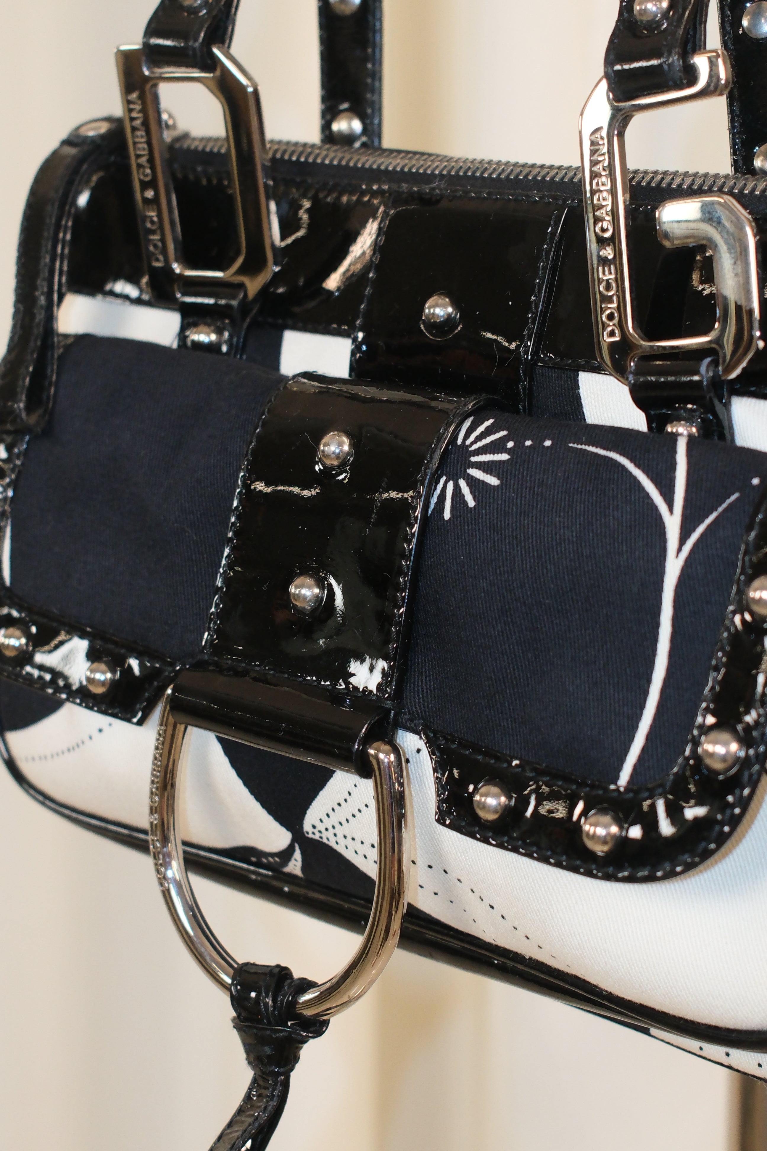 Dolce & Gabbana spring 2004 vinyl and printed canvas shoulder bag