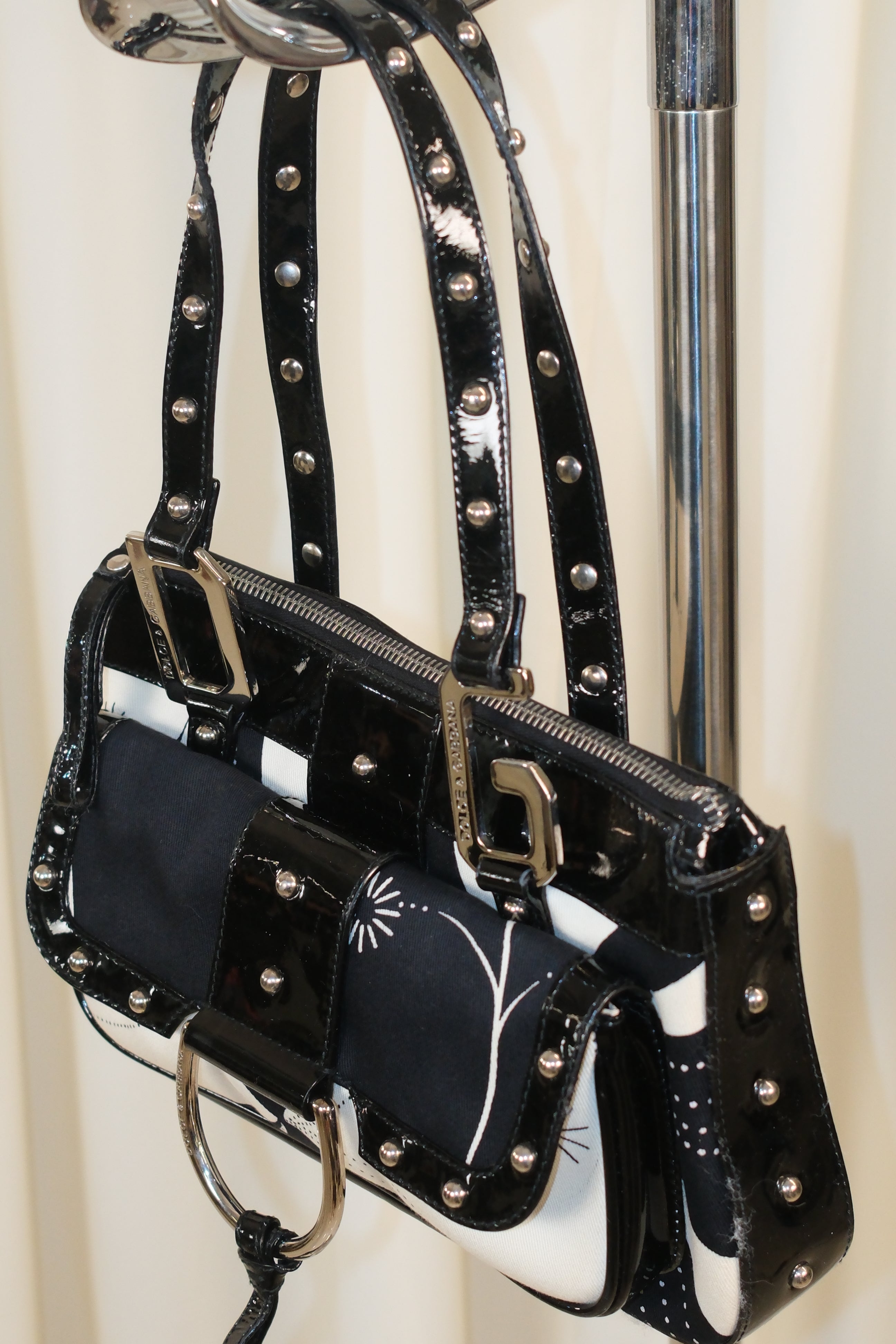 Dolce & Gabbana spring 2004 vinyl and printed canvas shoulder bag