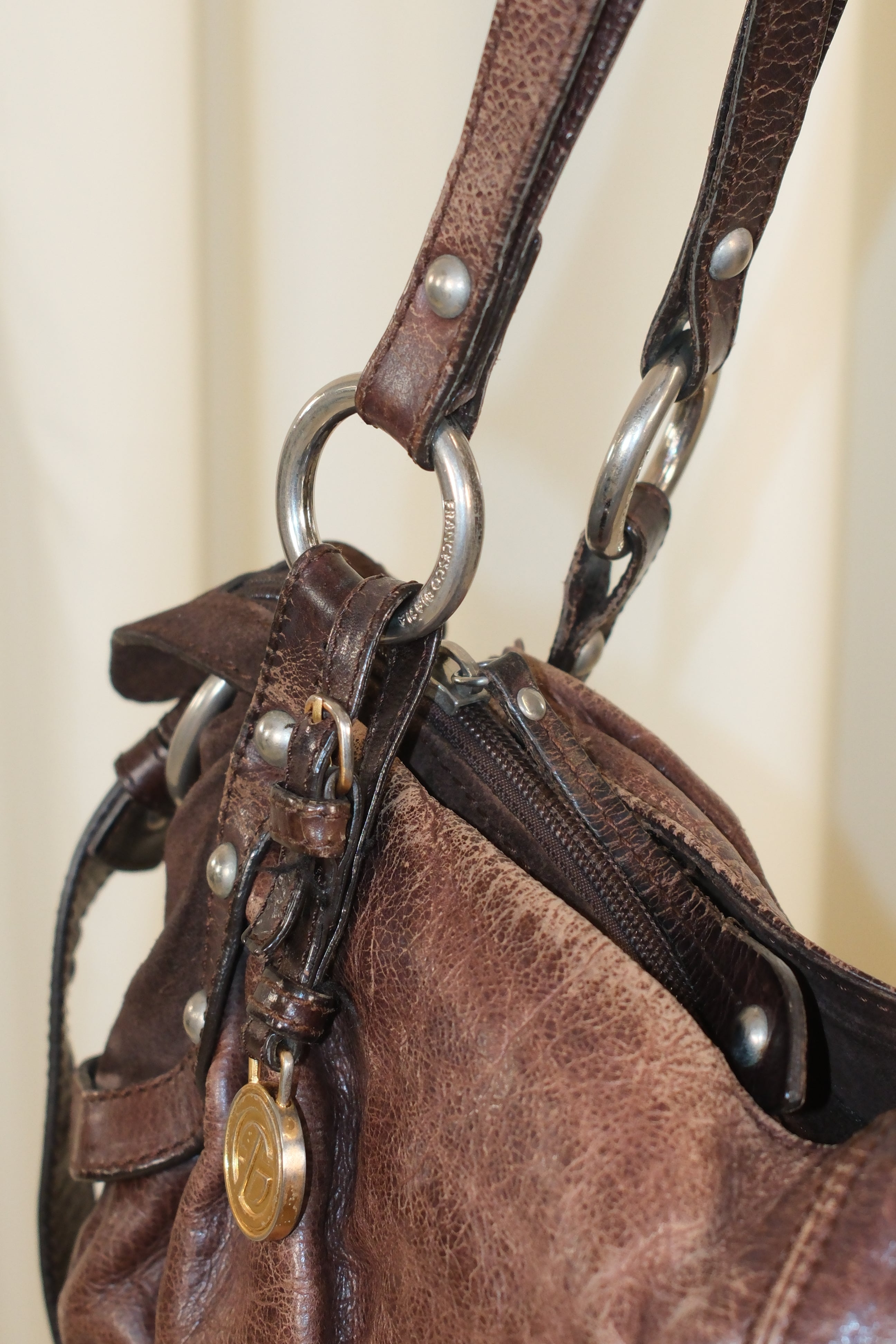 Francesco Biasia Brown Distressed Leather Bag