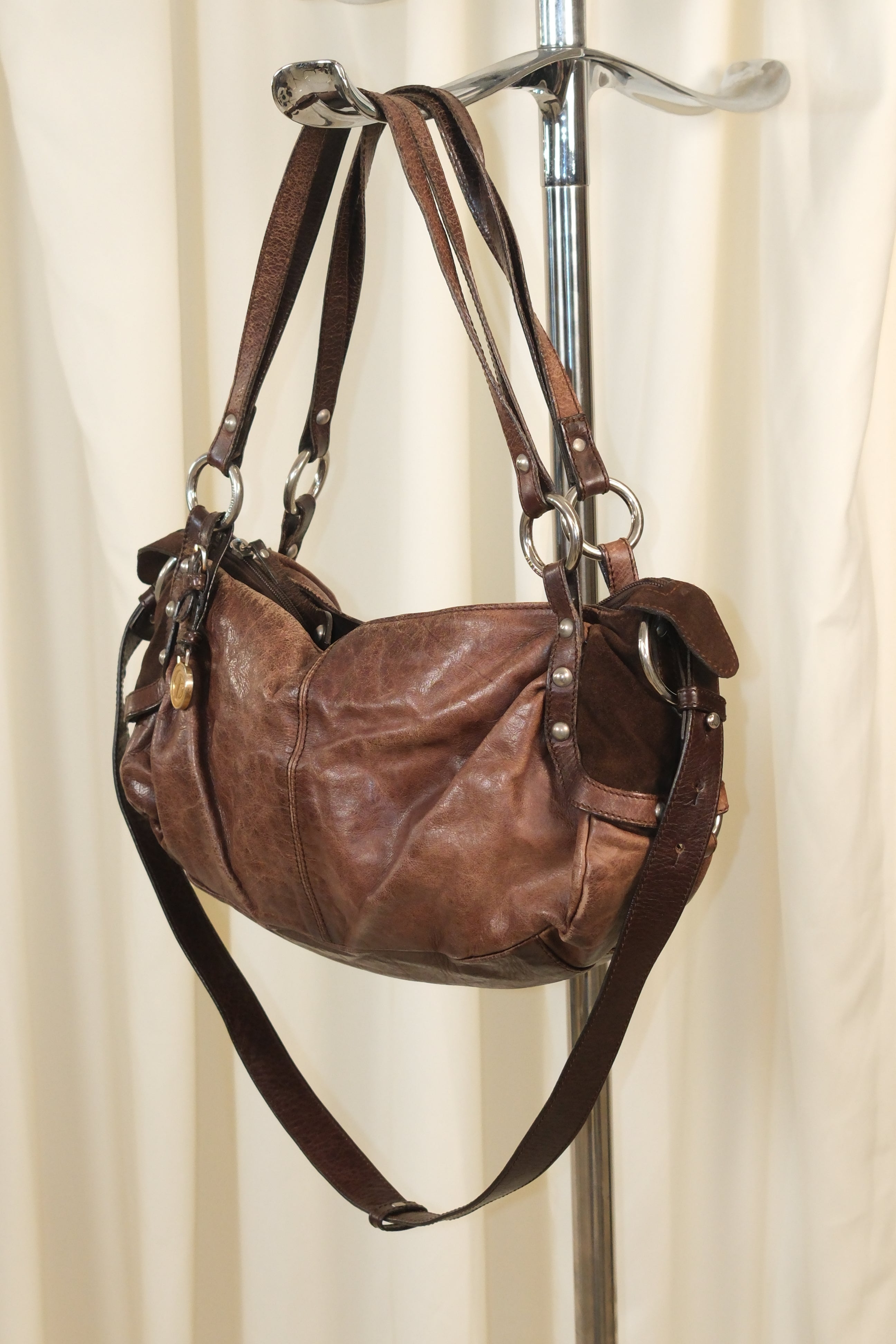Francesco Biasia Brown Distressed Leather Bag