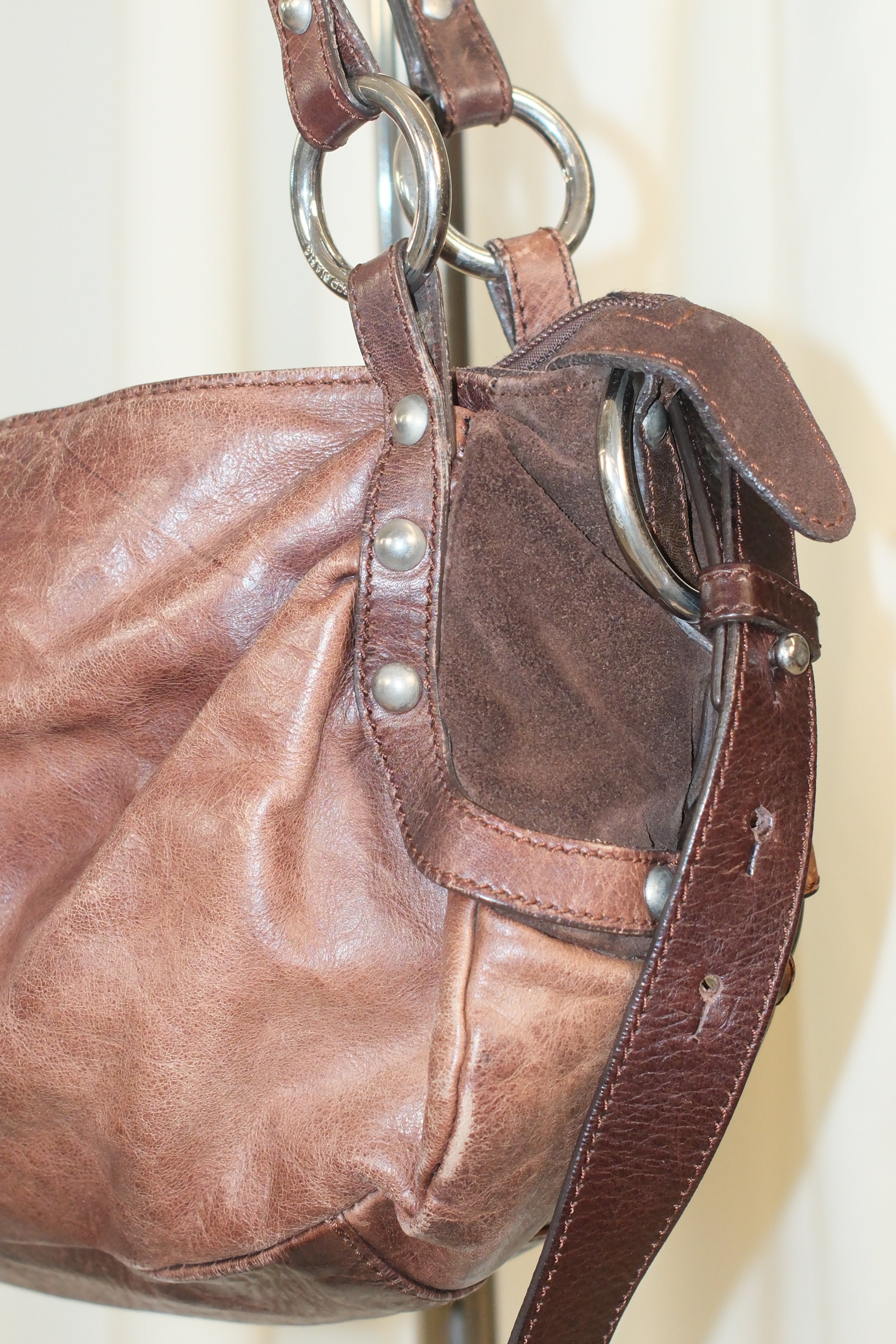 Francesco Biasia Brown Distressed Leather Bag