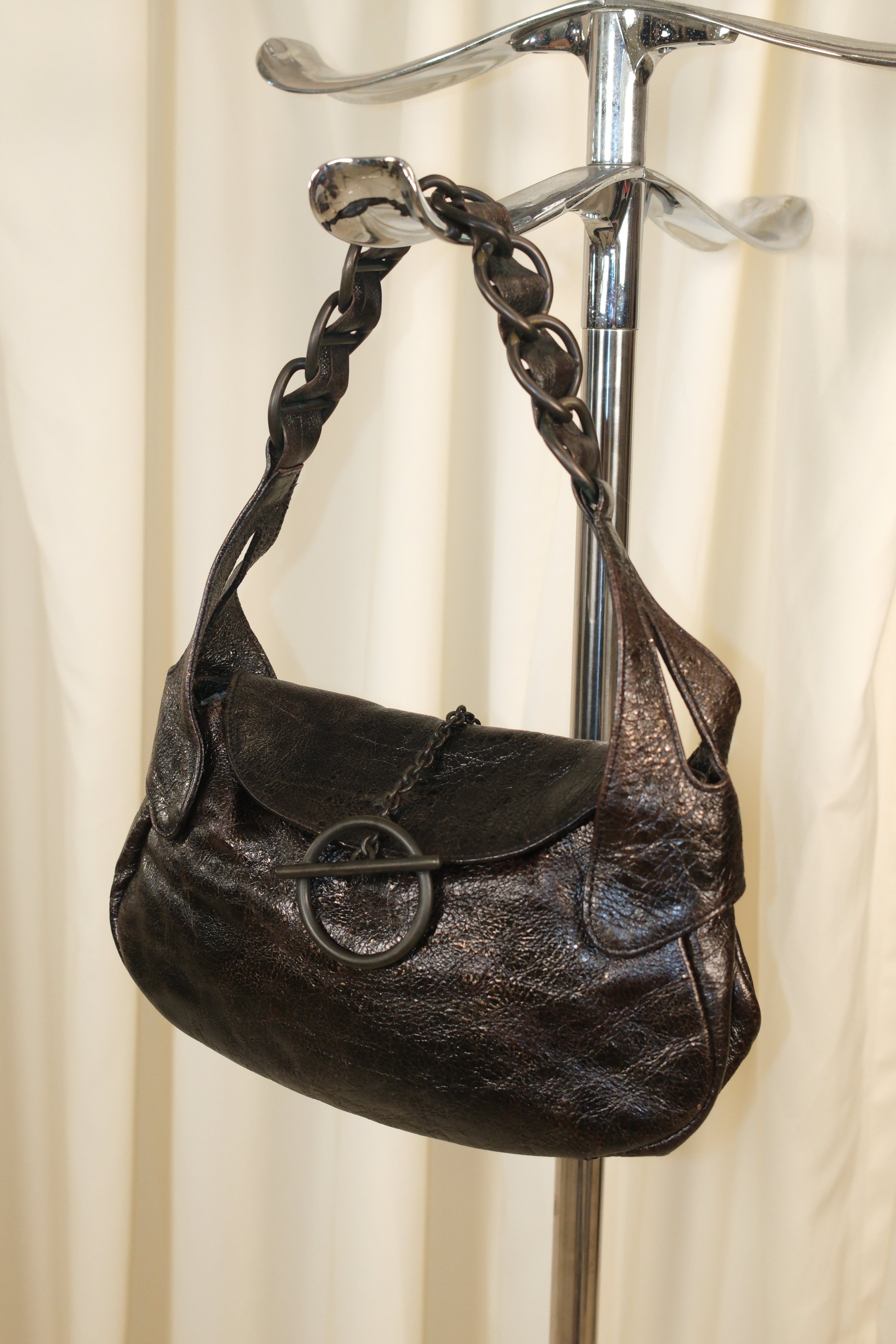Francesco Biasia Brown Grunge Leather Bag