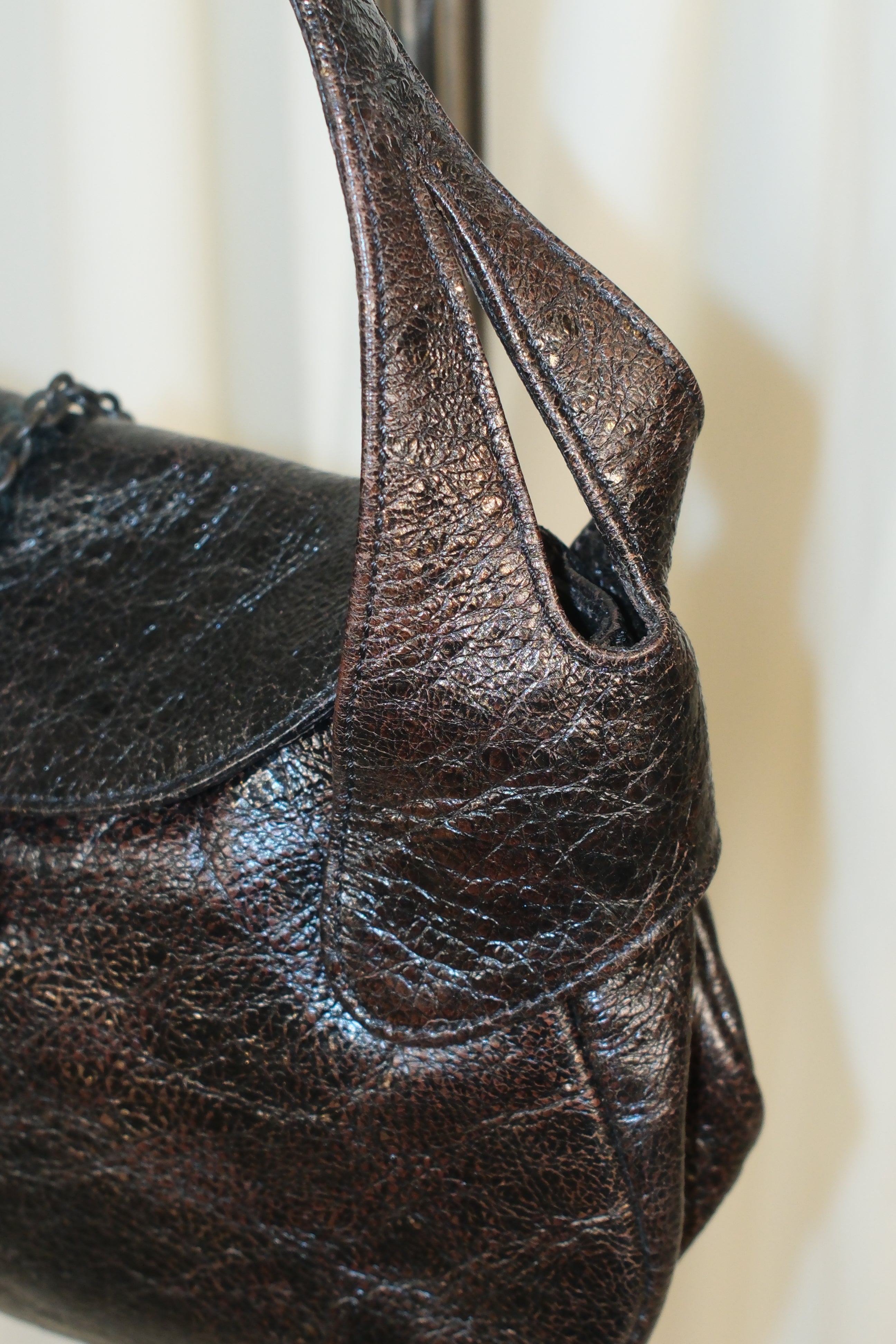 Francesco Biasia Brown Grunge Leather Bag